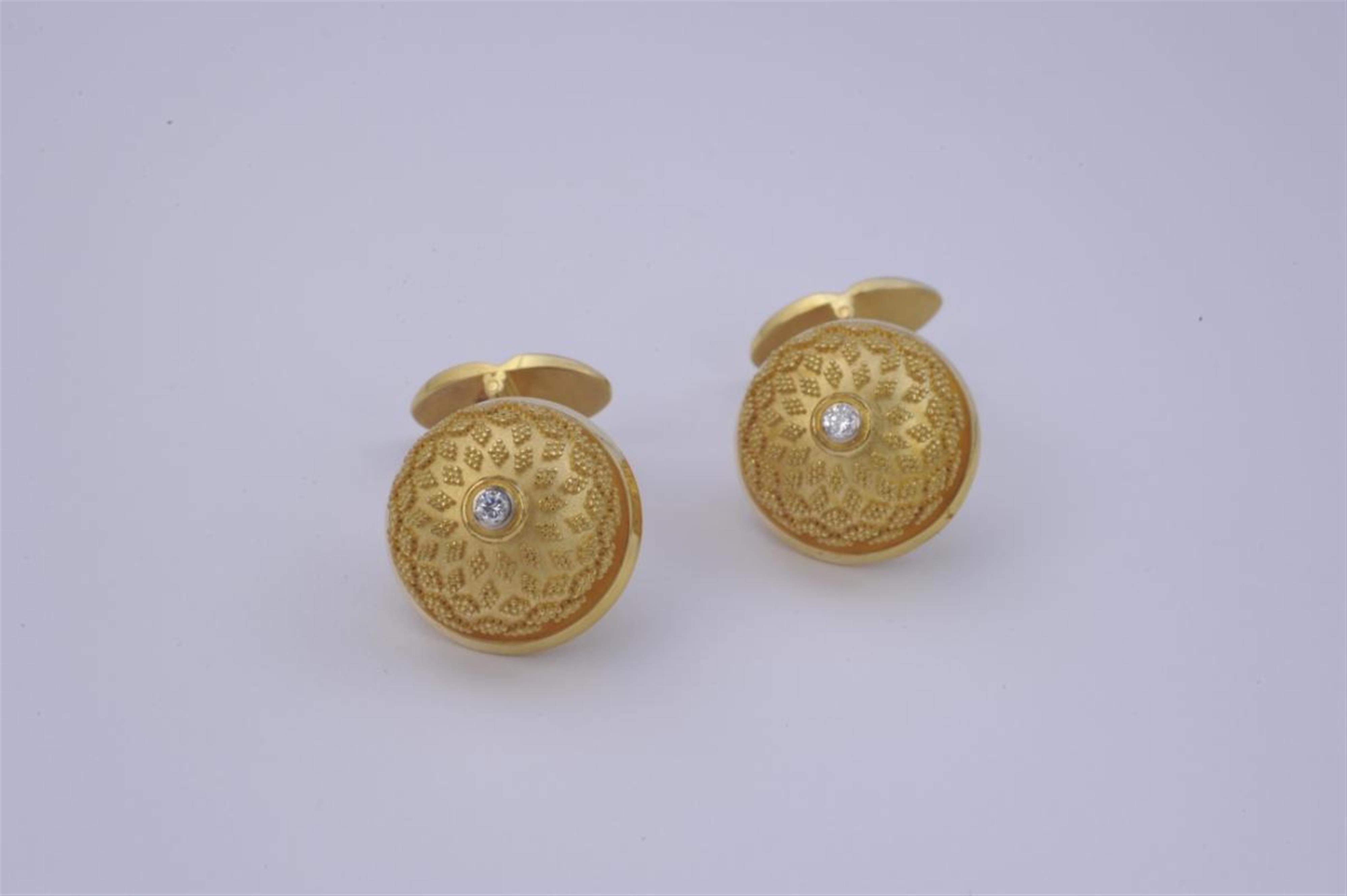 A pair of 18k granulated gold cufflinks. - image-1