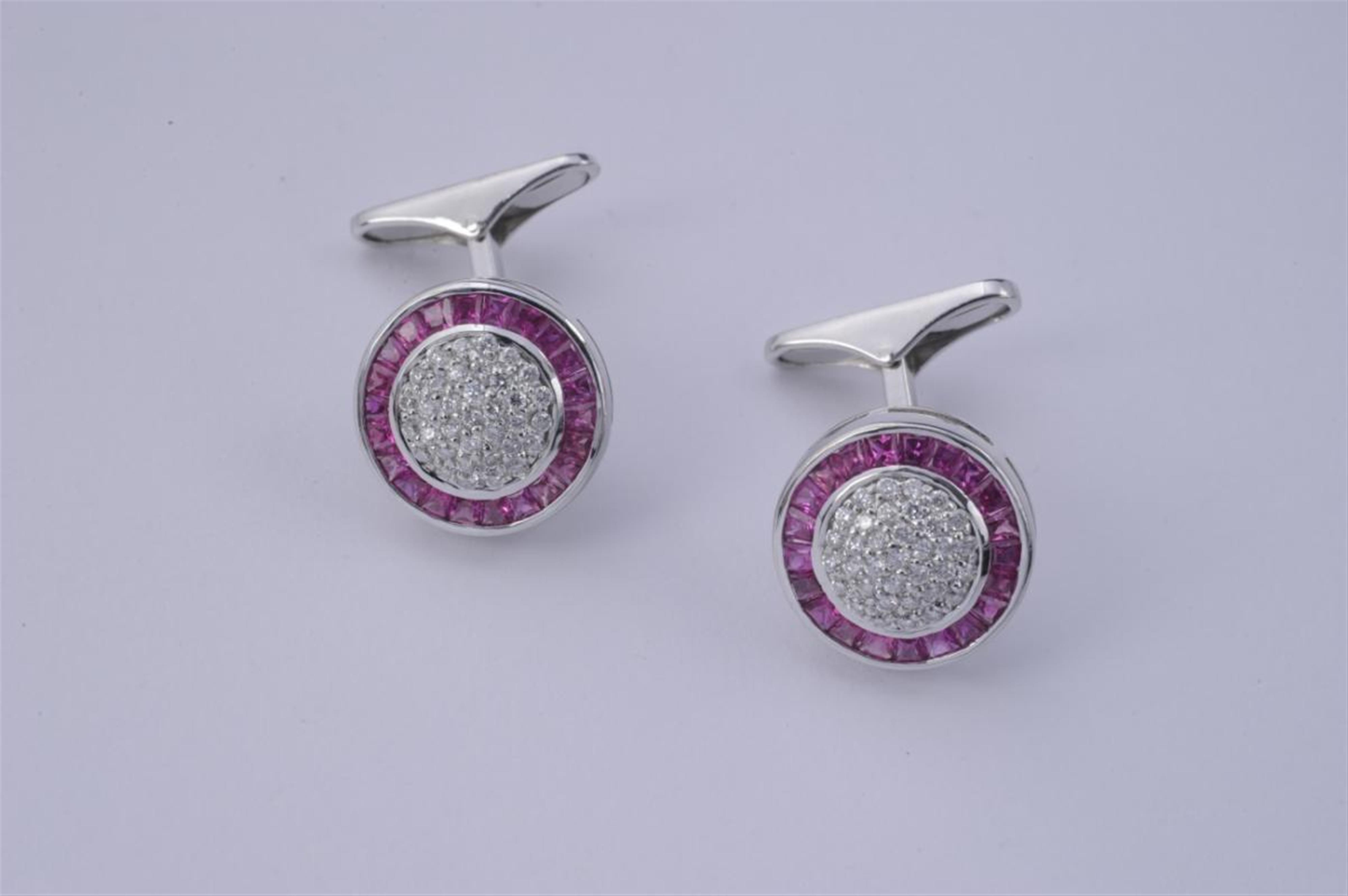 A pair of 18k white gold cufflinks. - image-1
