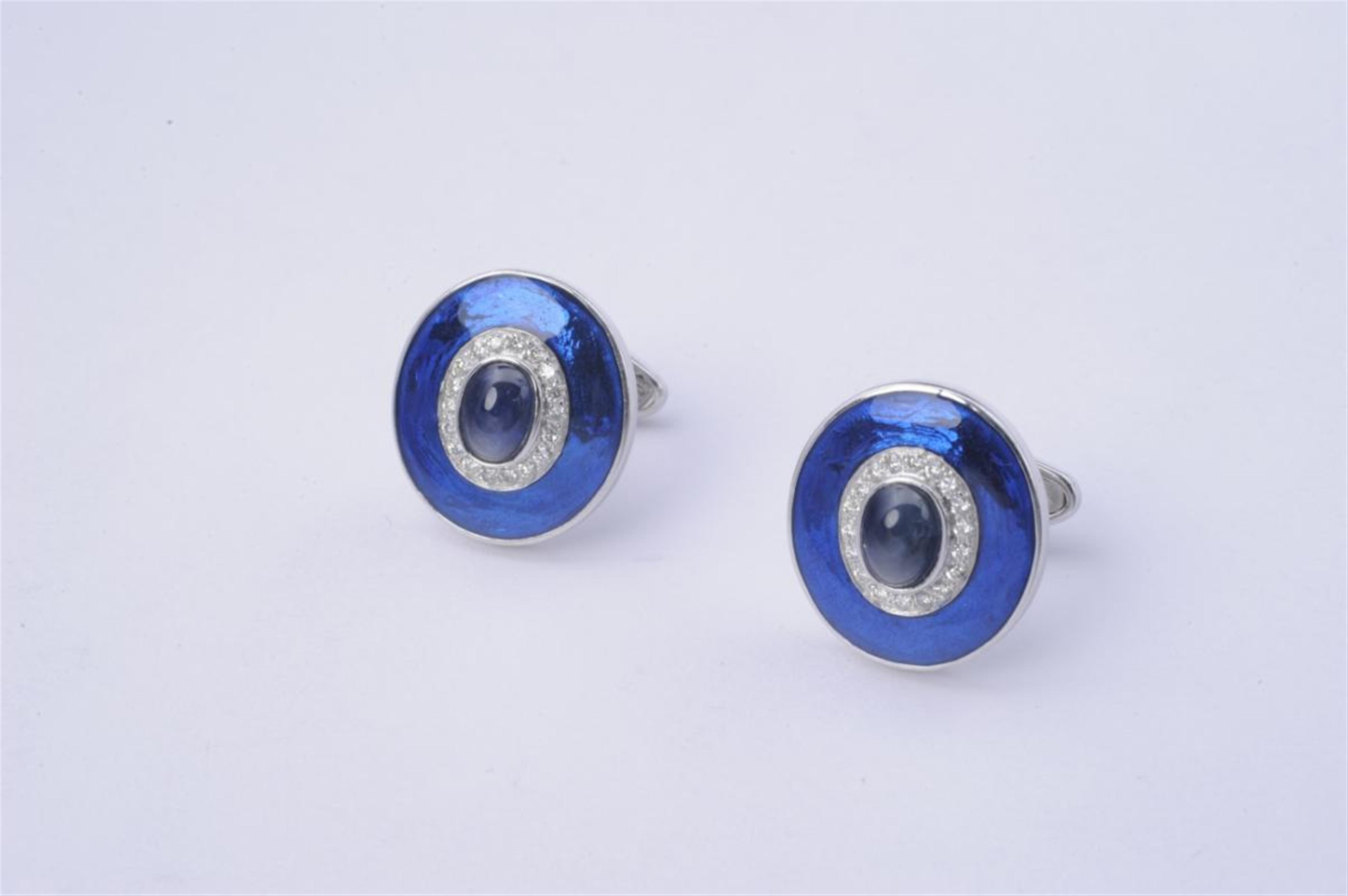 A pair of 14k white gold cufflinks. - image-1