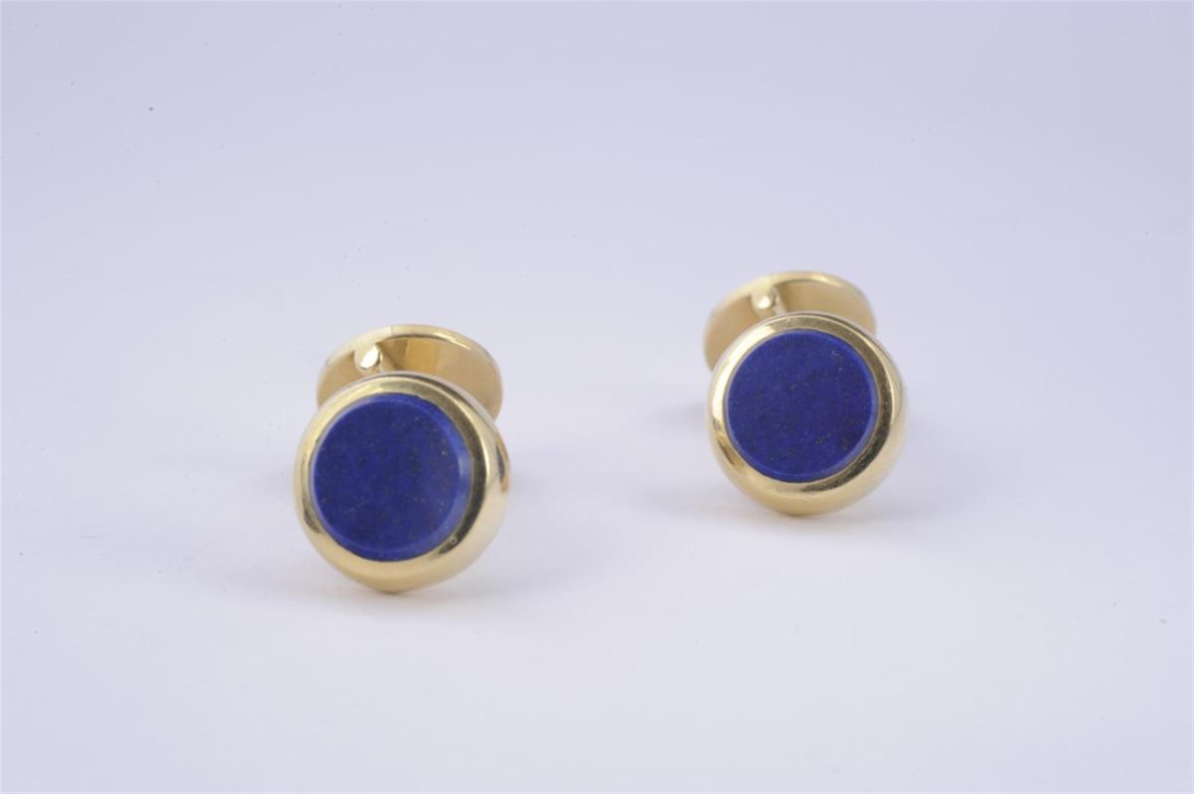 A pair of 18k gold lapis lazuli cufflinks. - image-1