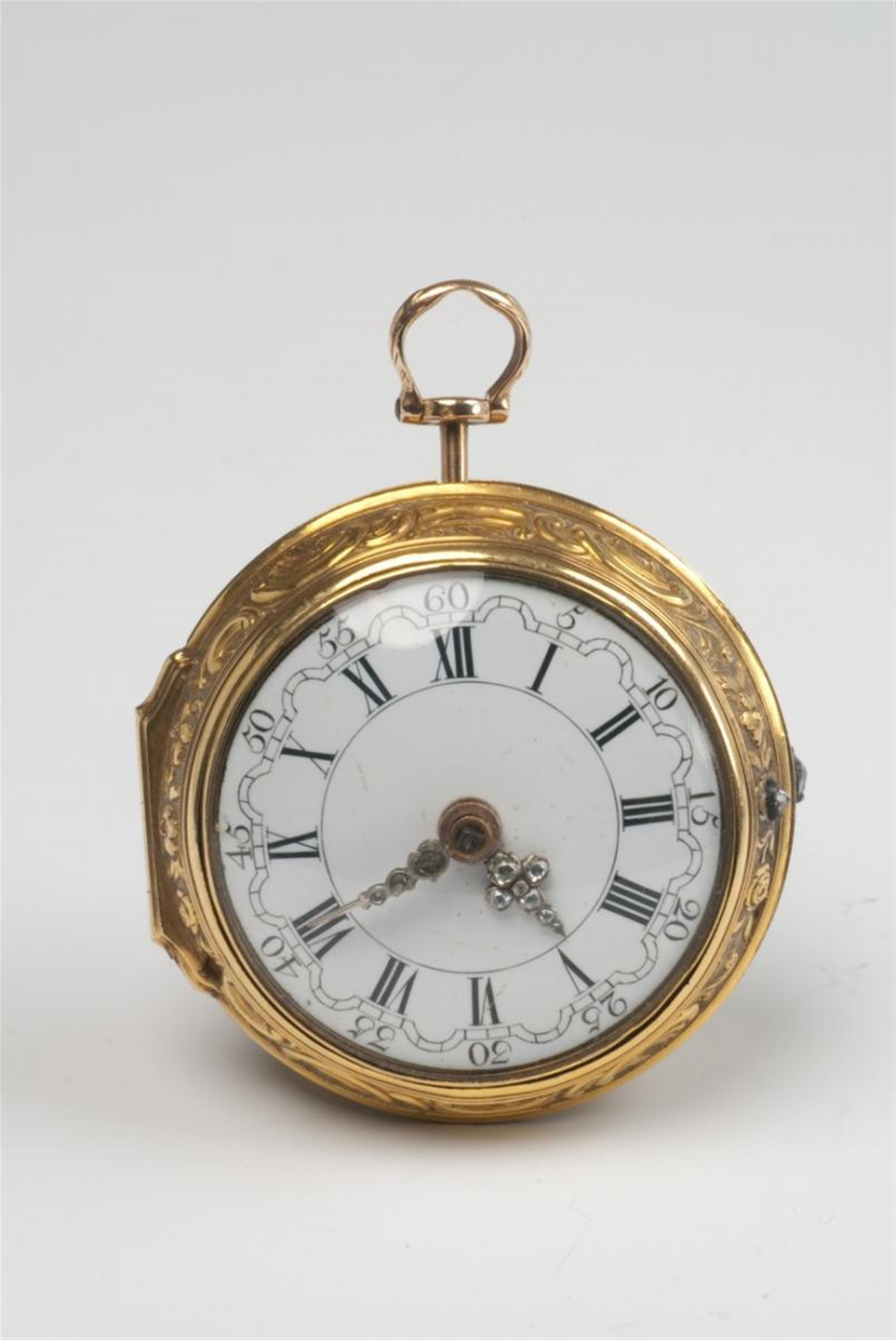A London George III gold and diamond-set openface verge watch by J. Tarts. - image-2