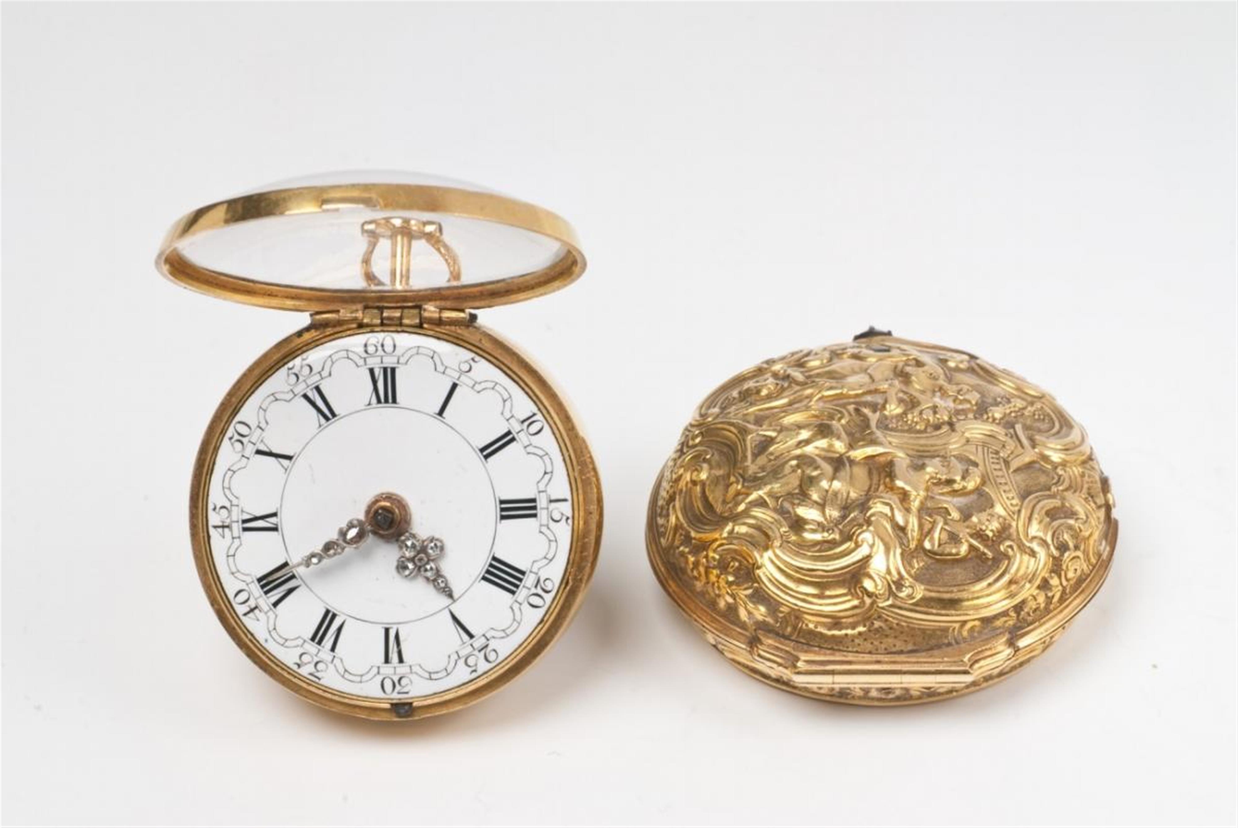 A London George III gold and diamond-set openface verge watch by J. Tarts. - image-1