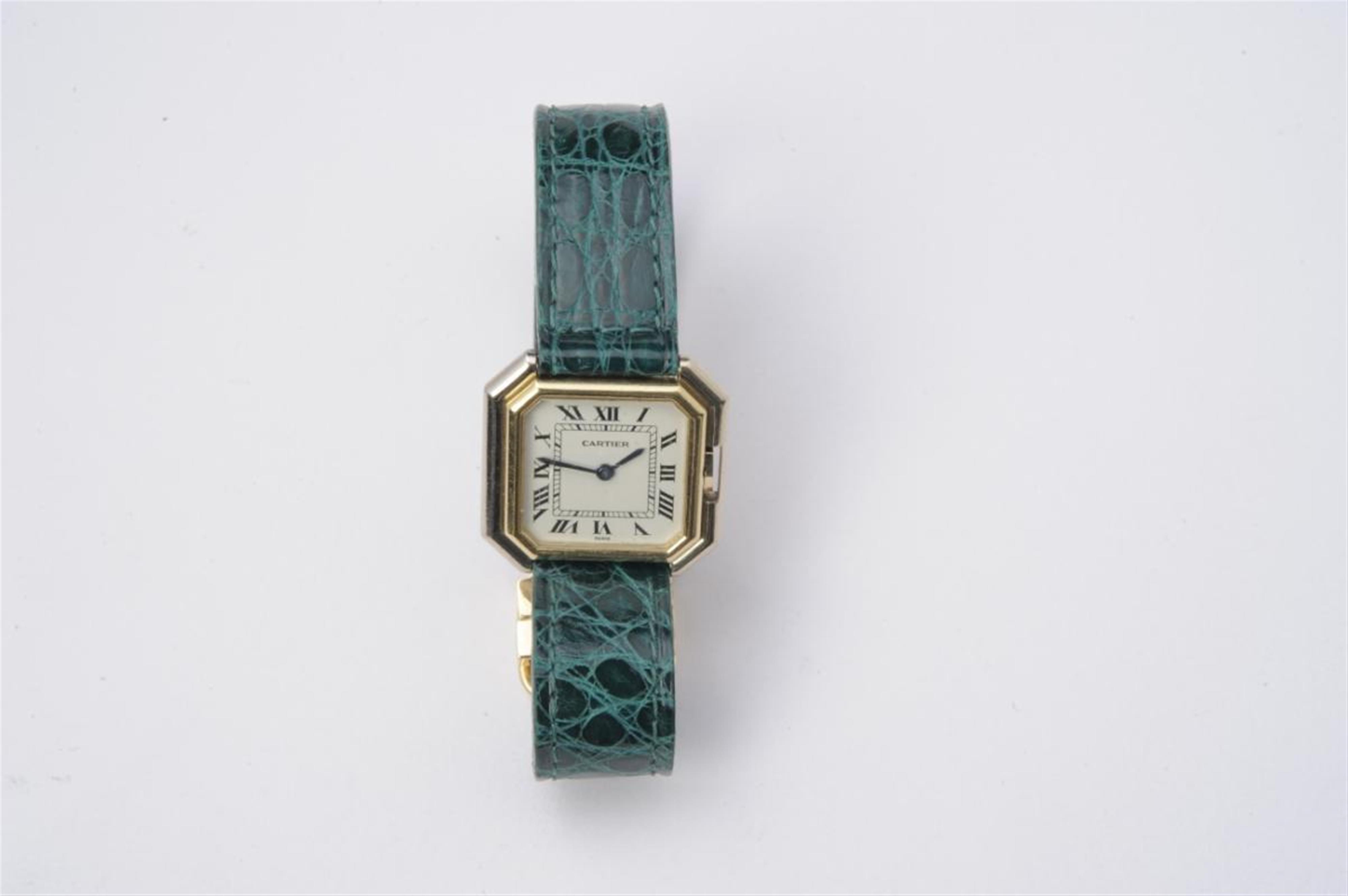 An 18k gold Cartier ladies wristwatch. - image-1
