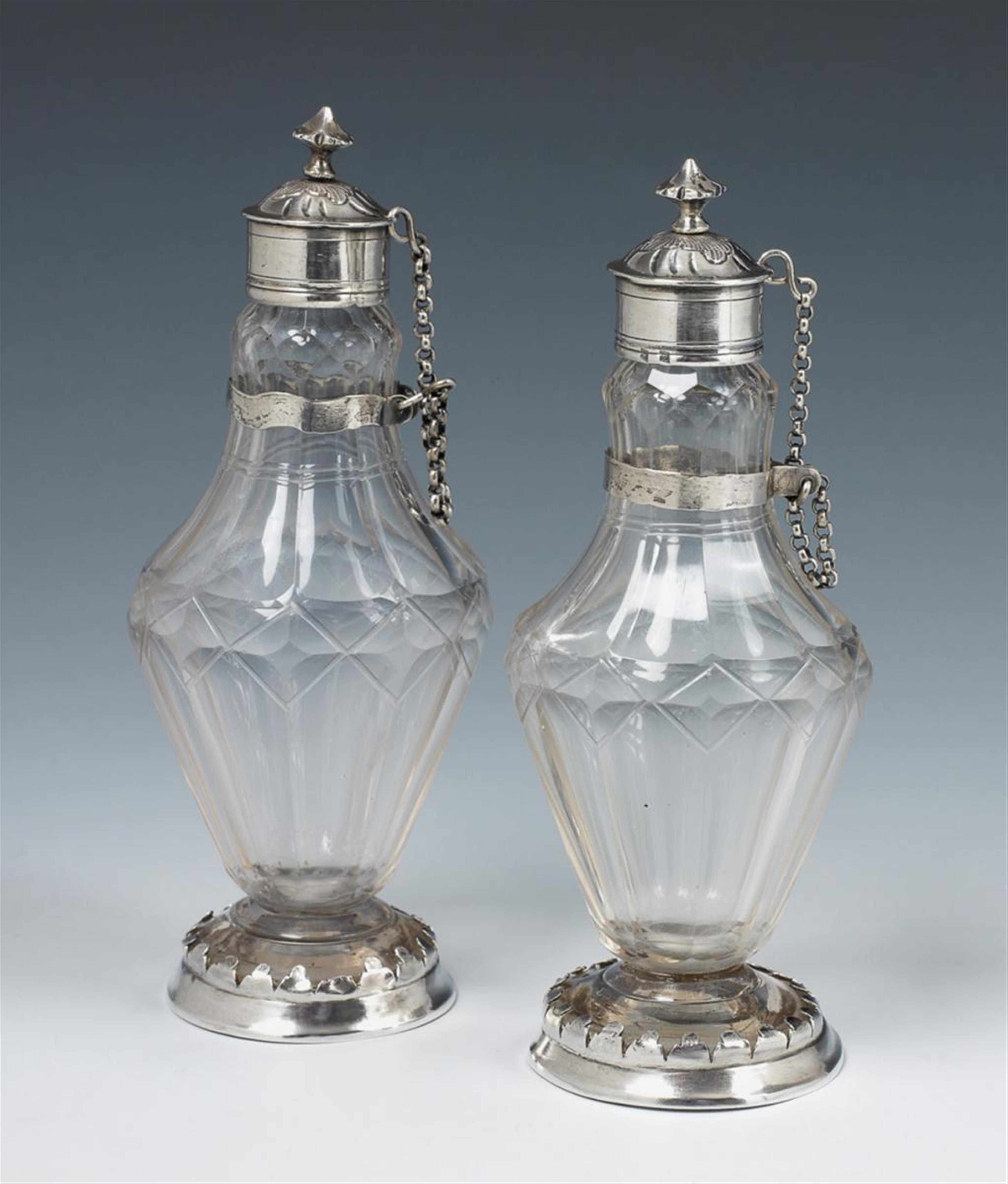 Two Augsburg silver-mounted oil and vinegar bottles. Marks of Daniel Schiller, 1761 - 63. - image-1