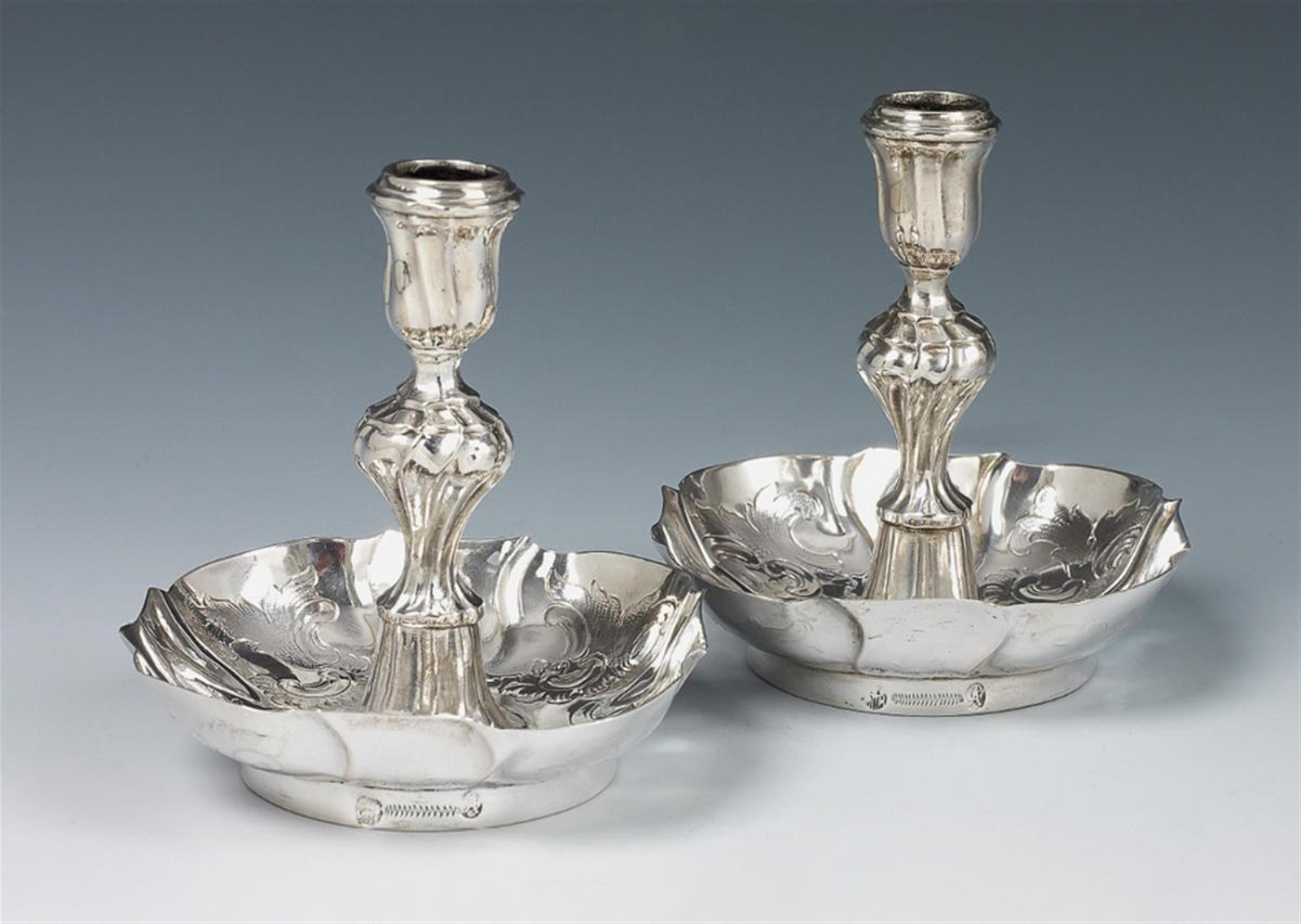 A pair of Gotha silver travel candlesticks. Marks of Andreas Gerbet, ca. 1750 - 60. - image-1