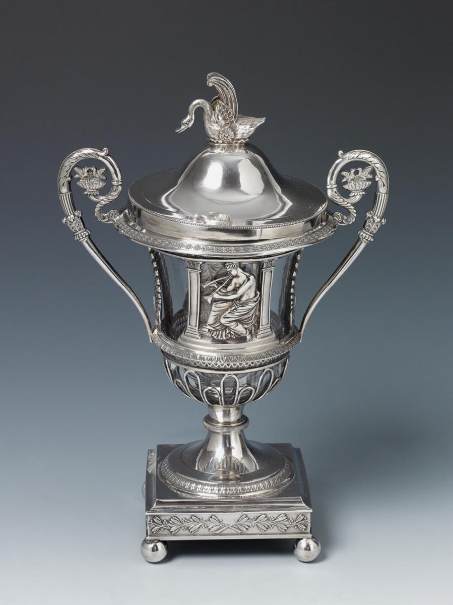 A Parisian silver jam pot. With a replaced glass inset. Marks of D. Garreau, 1819 - 38. - image-1