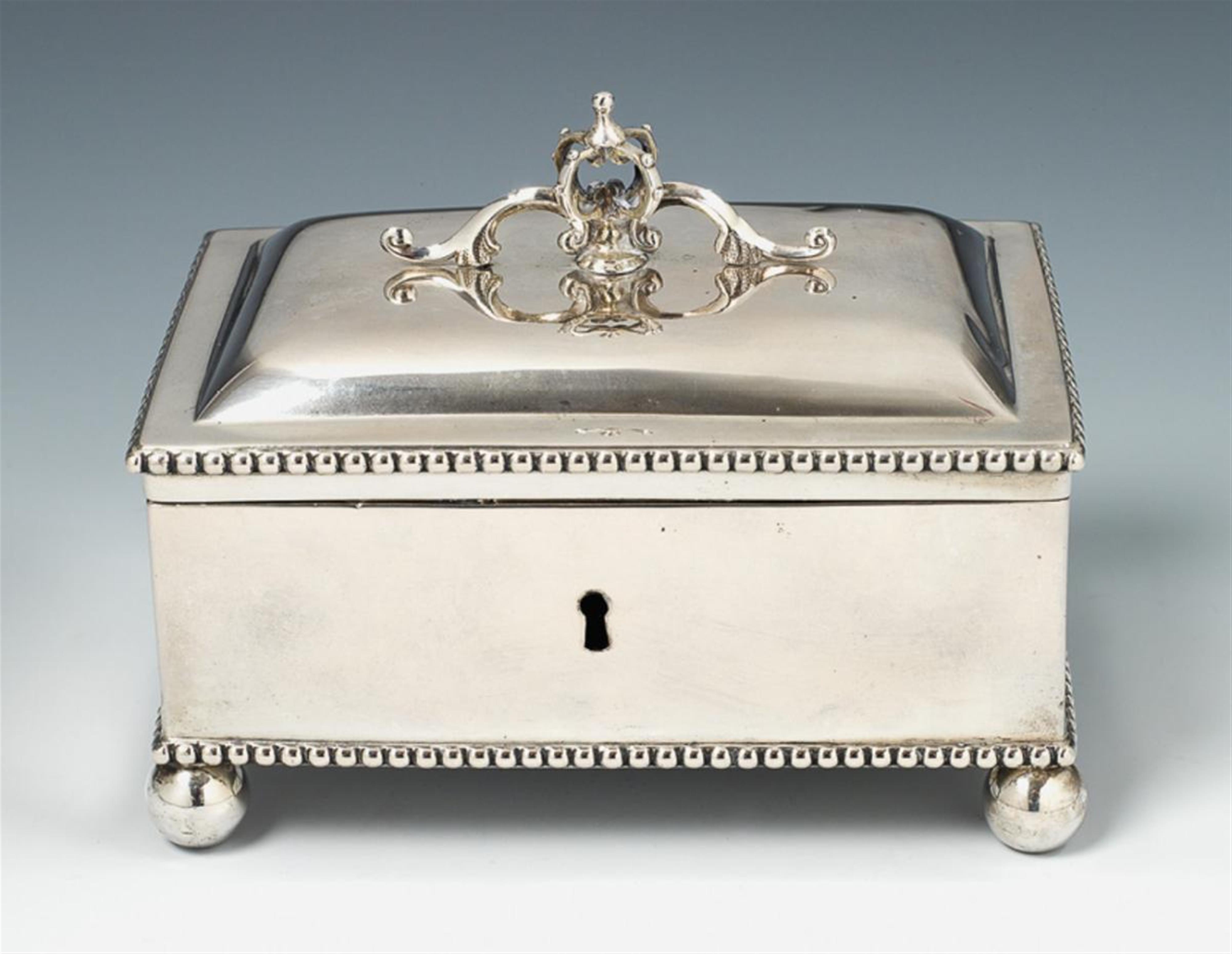 A Warsaw silver interior gilt sugar box with original lock. Marks of Teodor Pawlowics, ca. 1790. - image-1