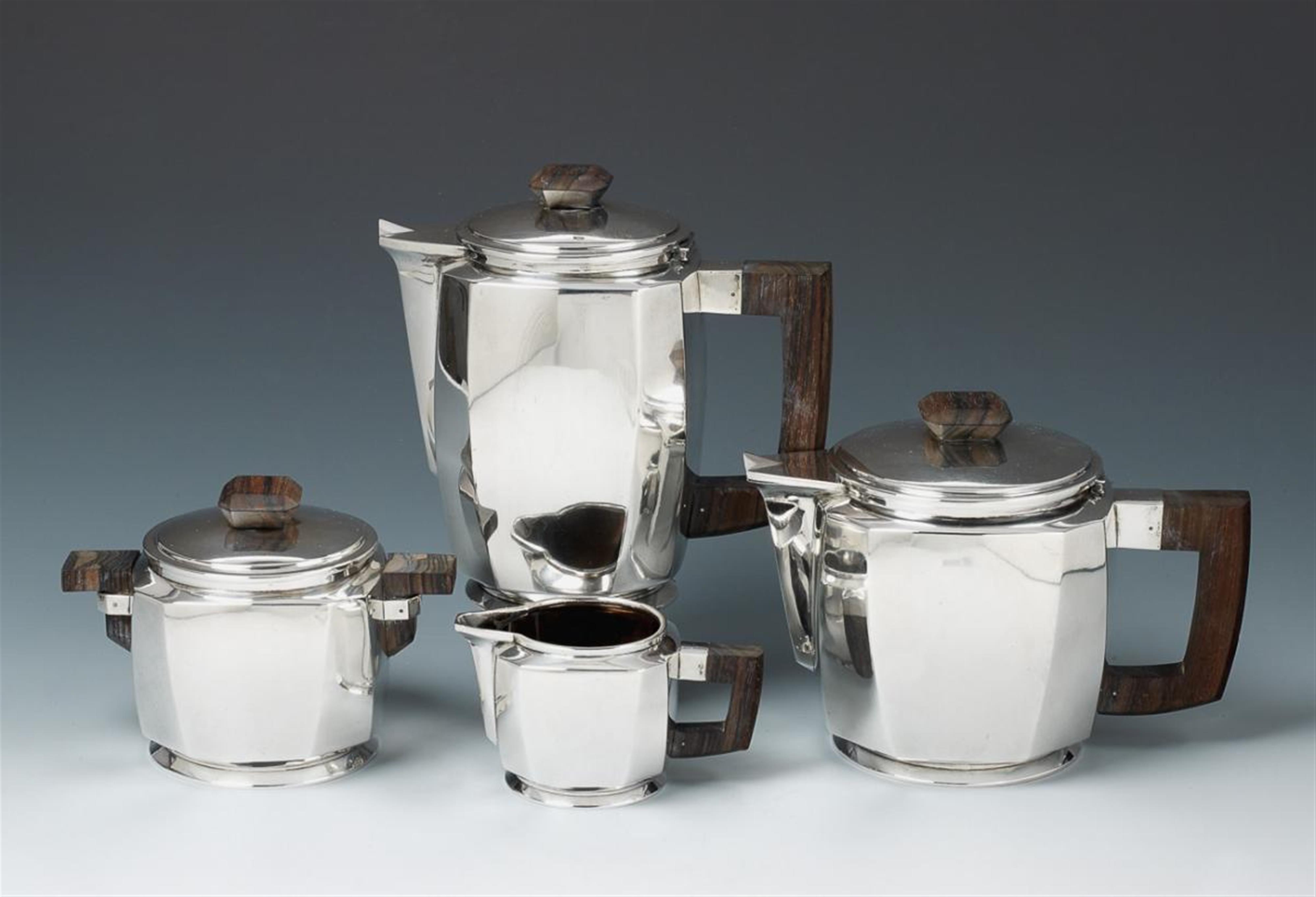 A French Art Déco silver tea service. Unidentified maker's mark "PB" and lion, ca. 1920. - image-1
