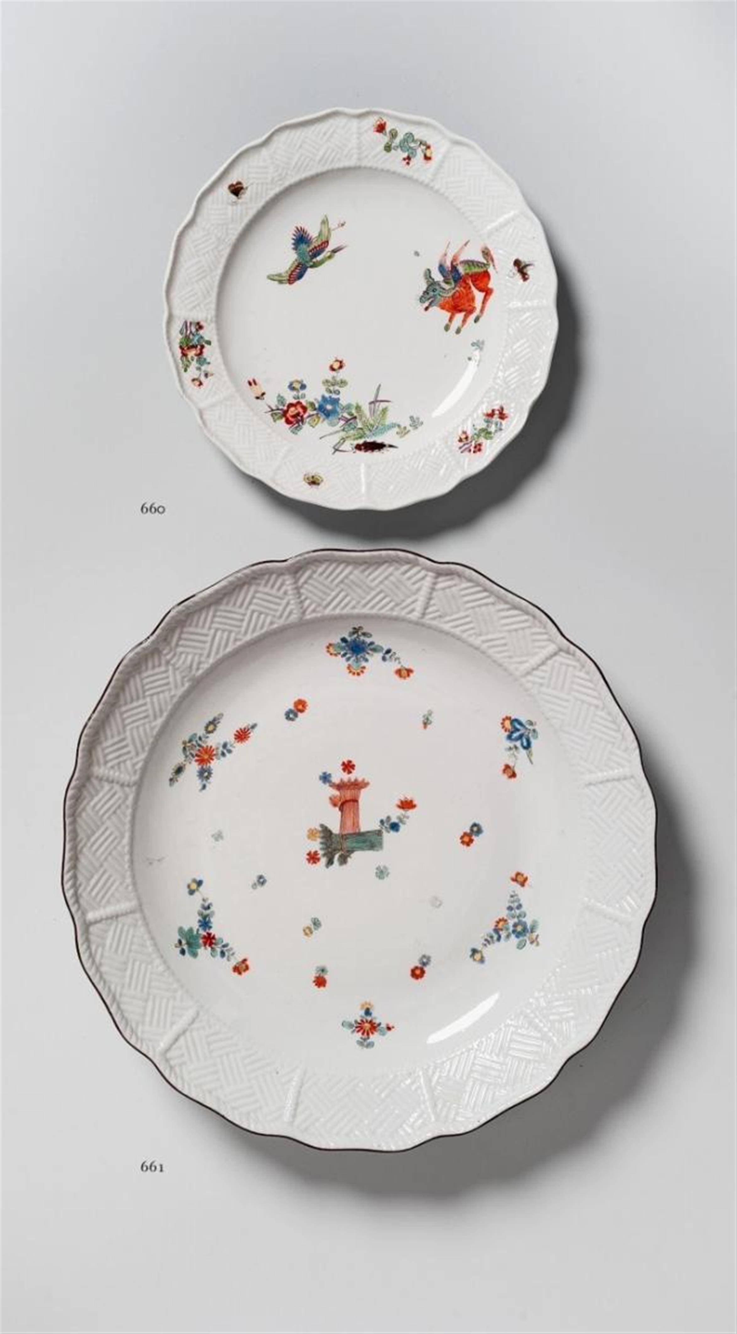 A Meissen plate painted in the Kakiemon style with Sulkovski relief decor. - image-1
