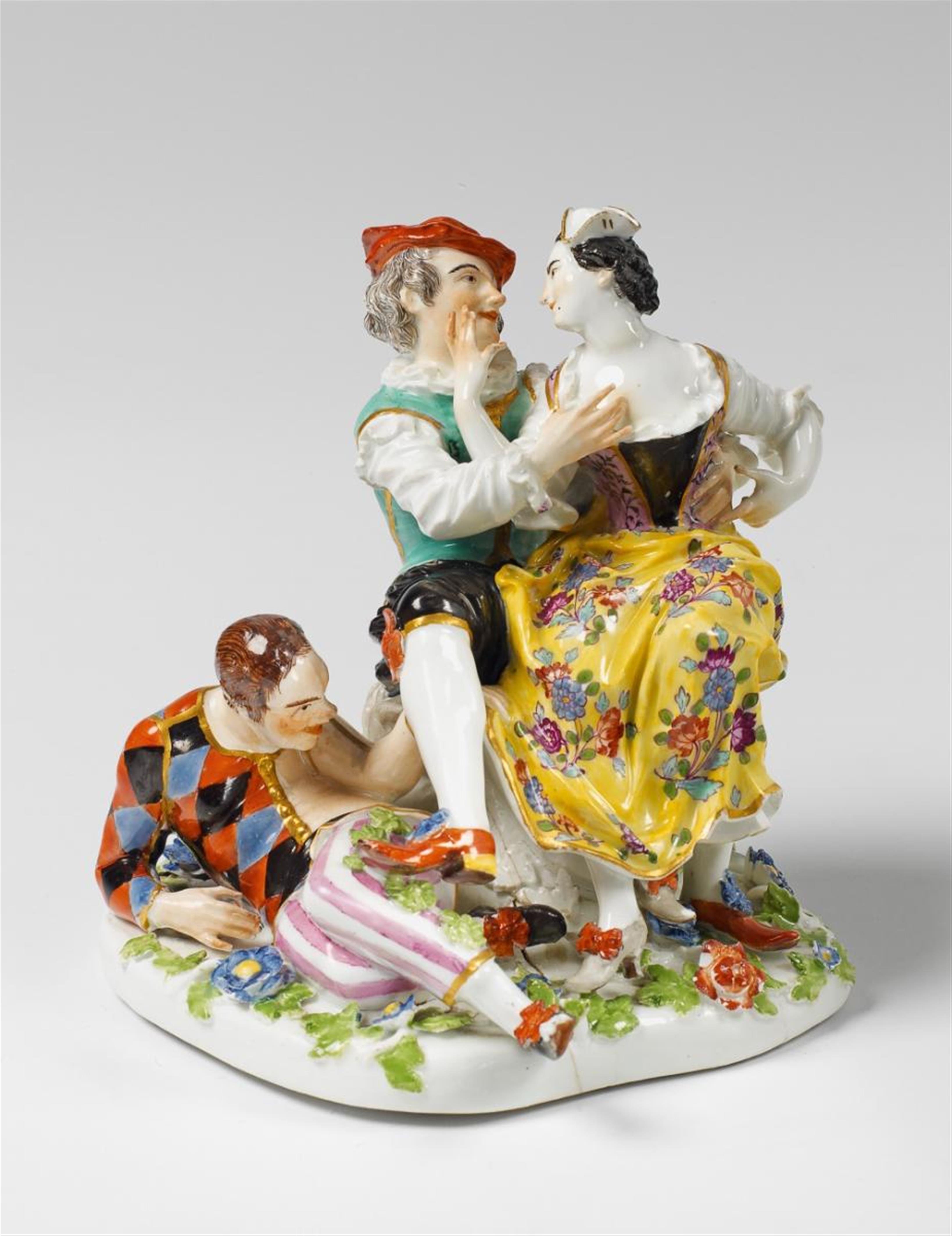 A Meissen three-figure commedia dell'arte group. - image-1