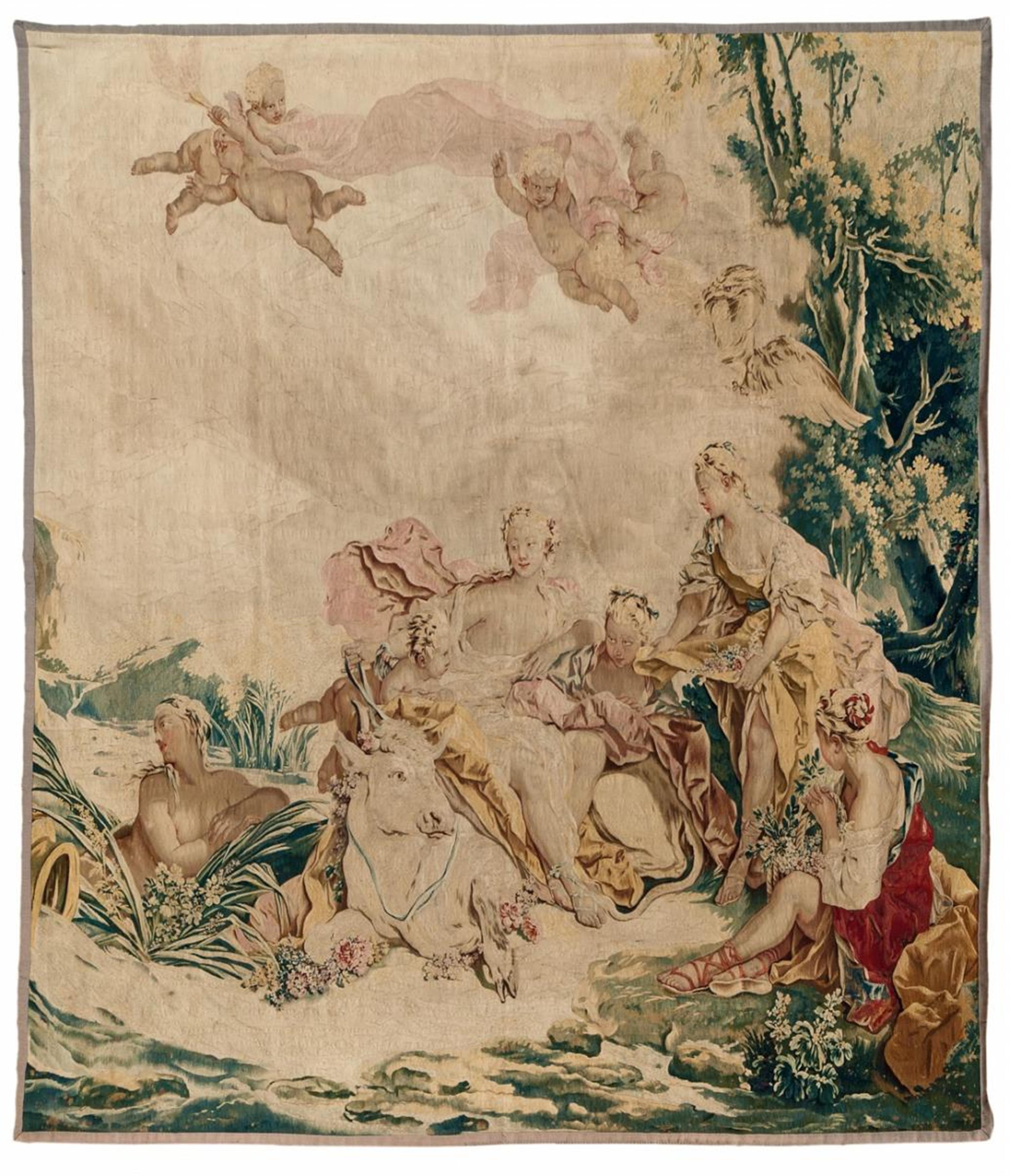 A silk and wool woven Beauvais tapestry "Enlèvement d'Europe". - image-1