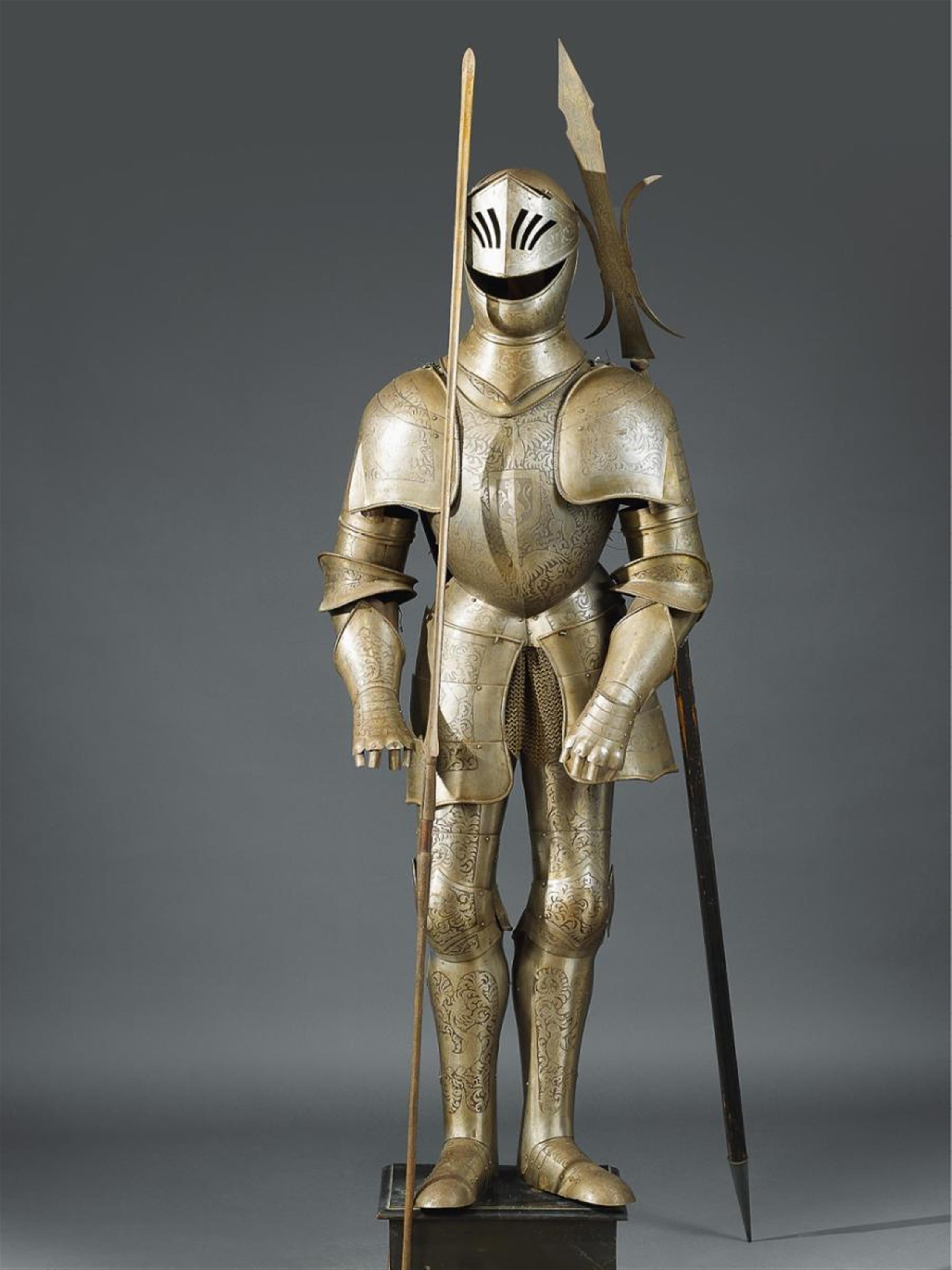 A Belgian etched iron suit of armour. - image-1