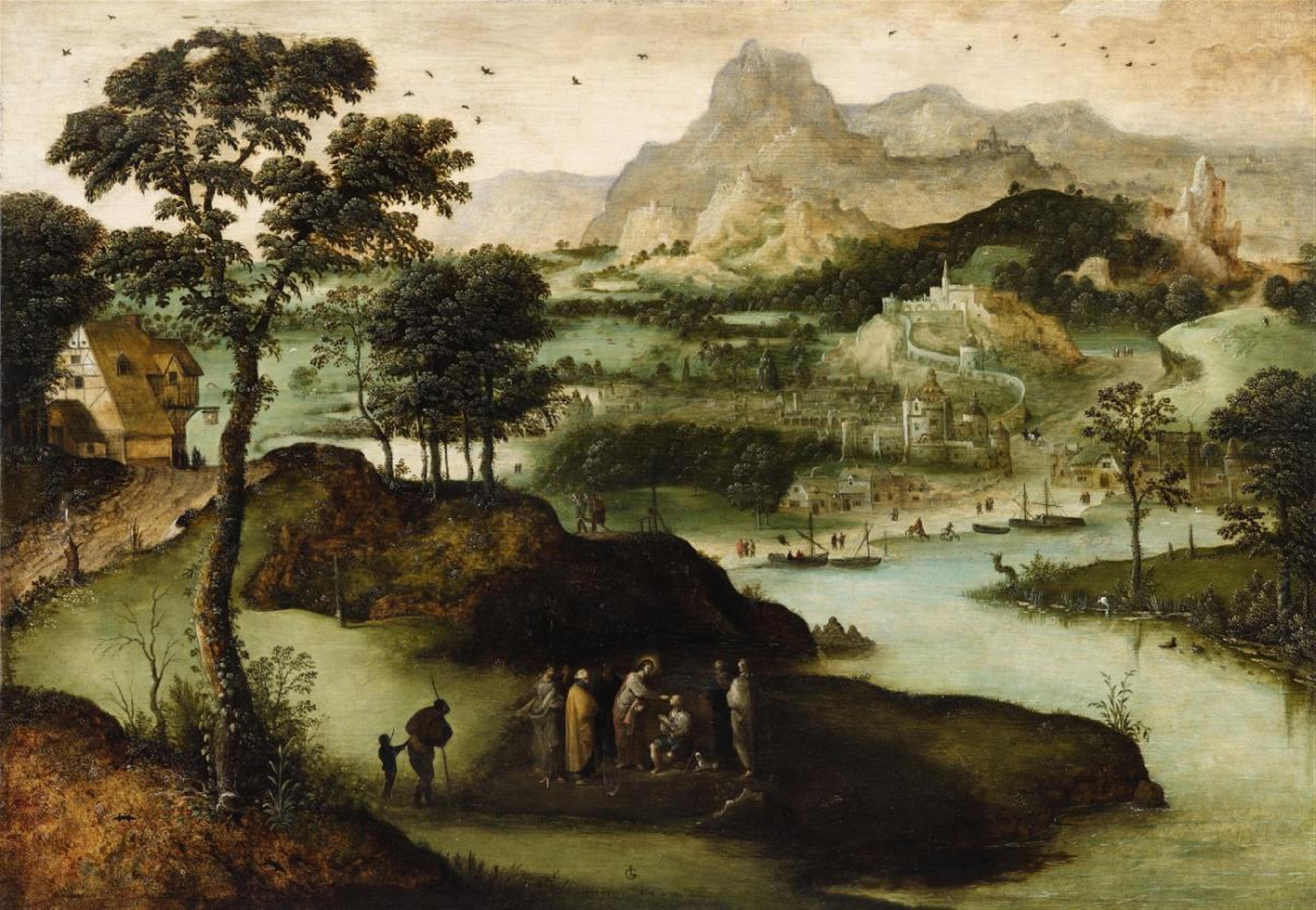 Lucas van Gassel - A Panoramic Landscape with Christ Healing the Blind Man - image-1