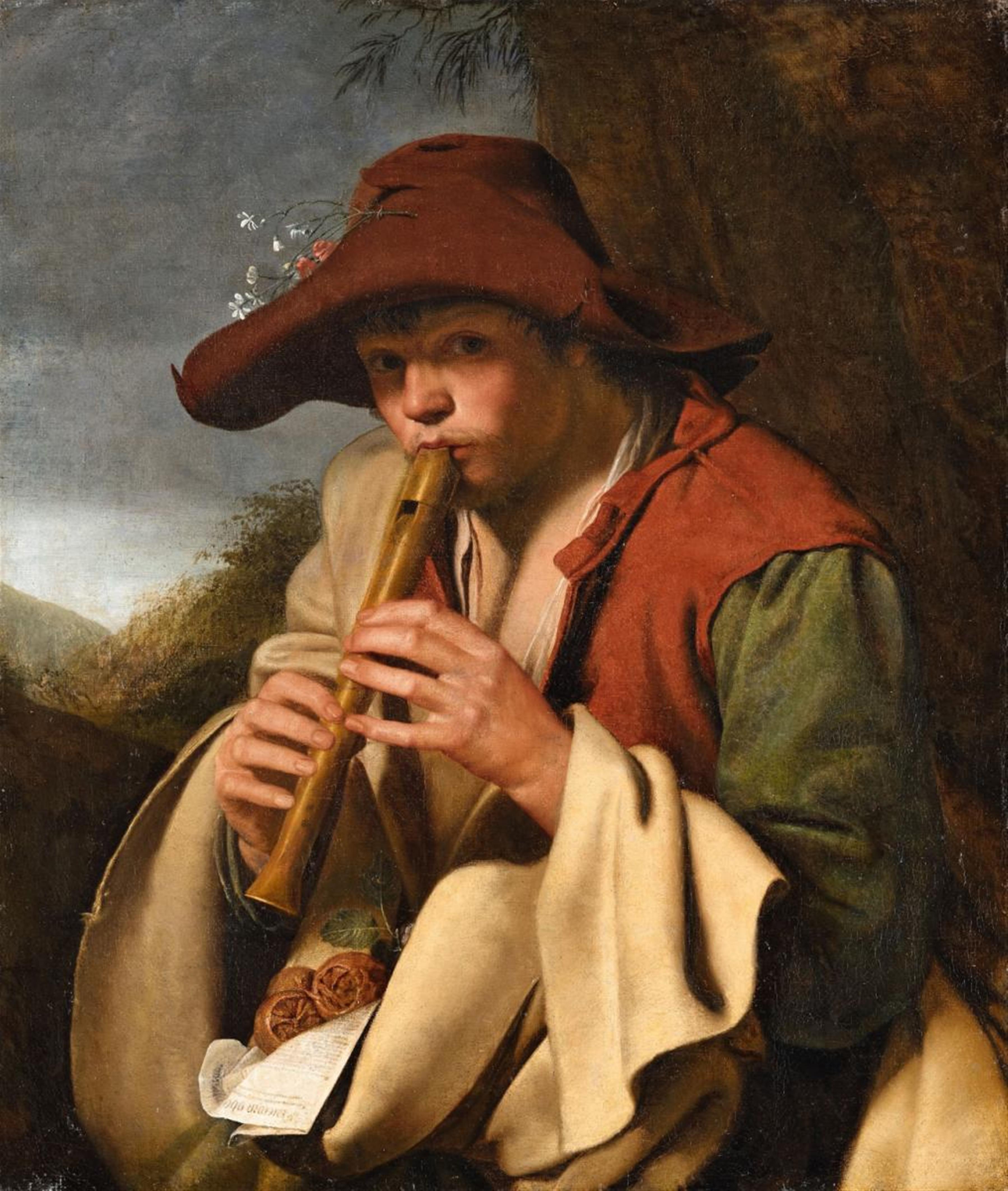Jan Miel, attributed to - Boy Playing a Flute (Il Pifferaio) - image-1