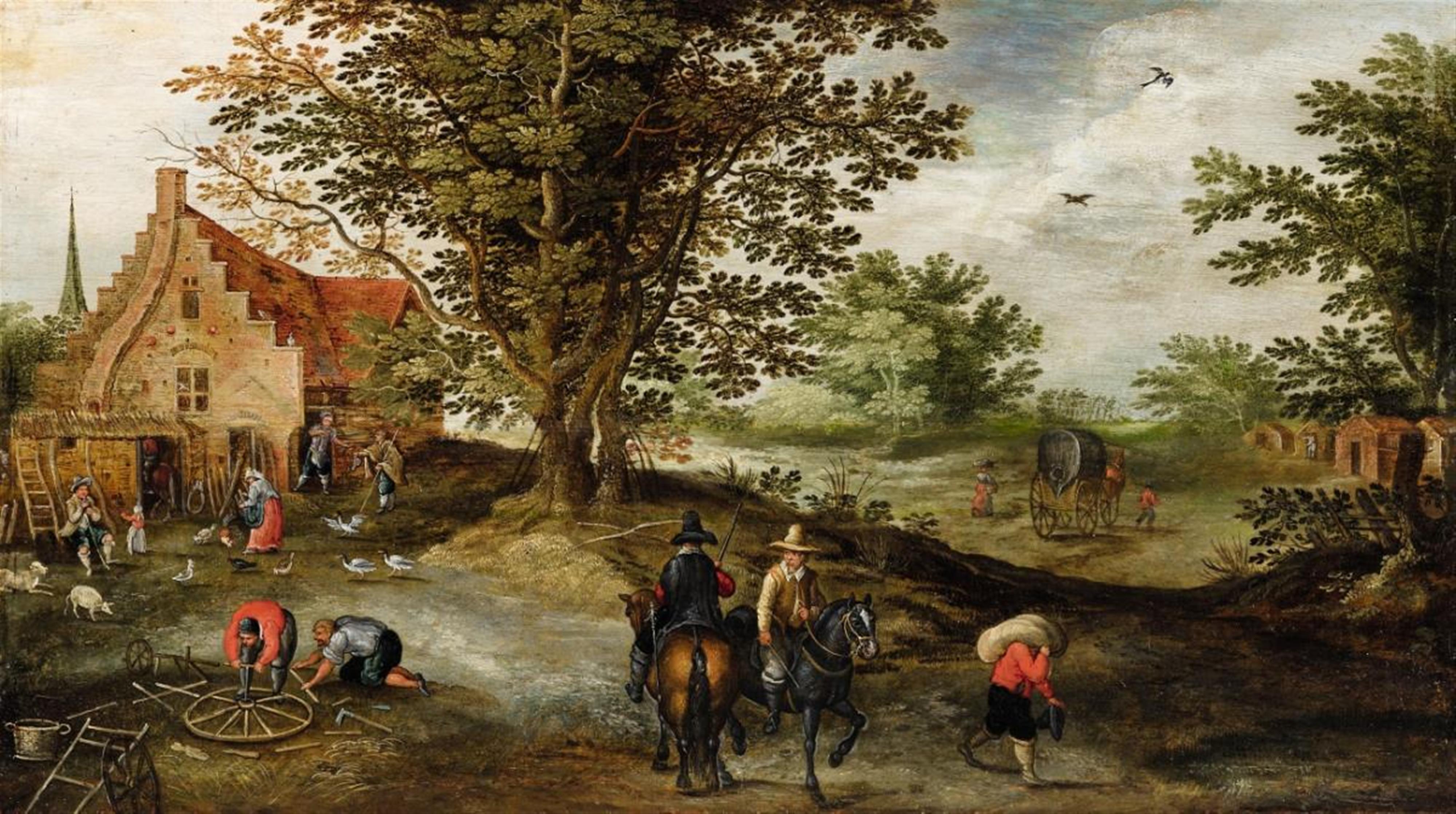 Jan Brueghel d. J., Umkreis - Landschaft mit Reitern und Bauern - image-1