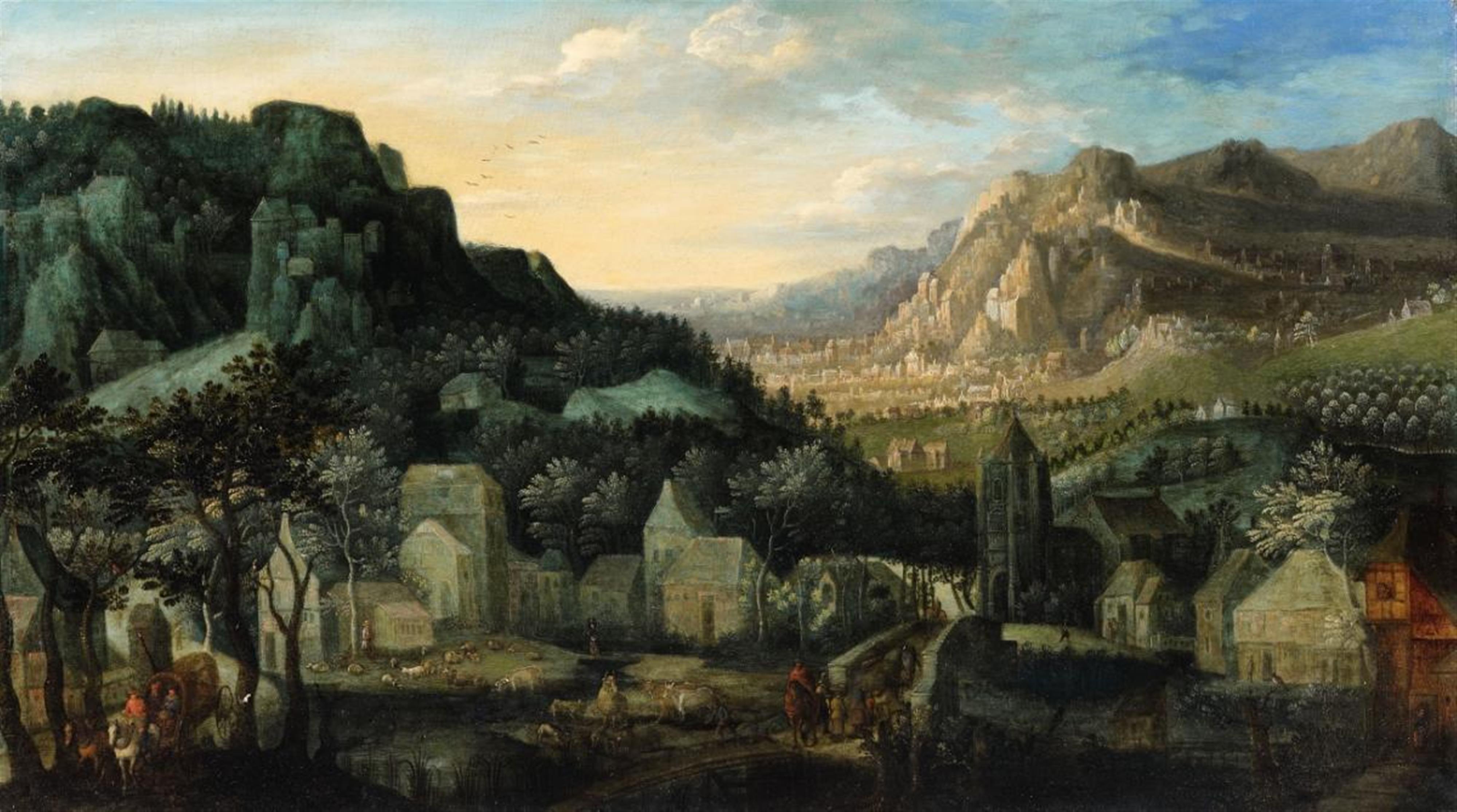 Flämischer Meister des 17. Jahrhunderts - Weite Landschaft mit Bauern und Reisenden - image-1