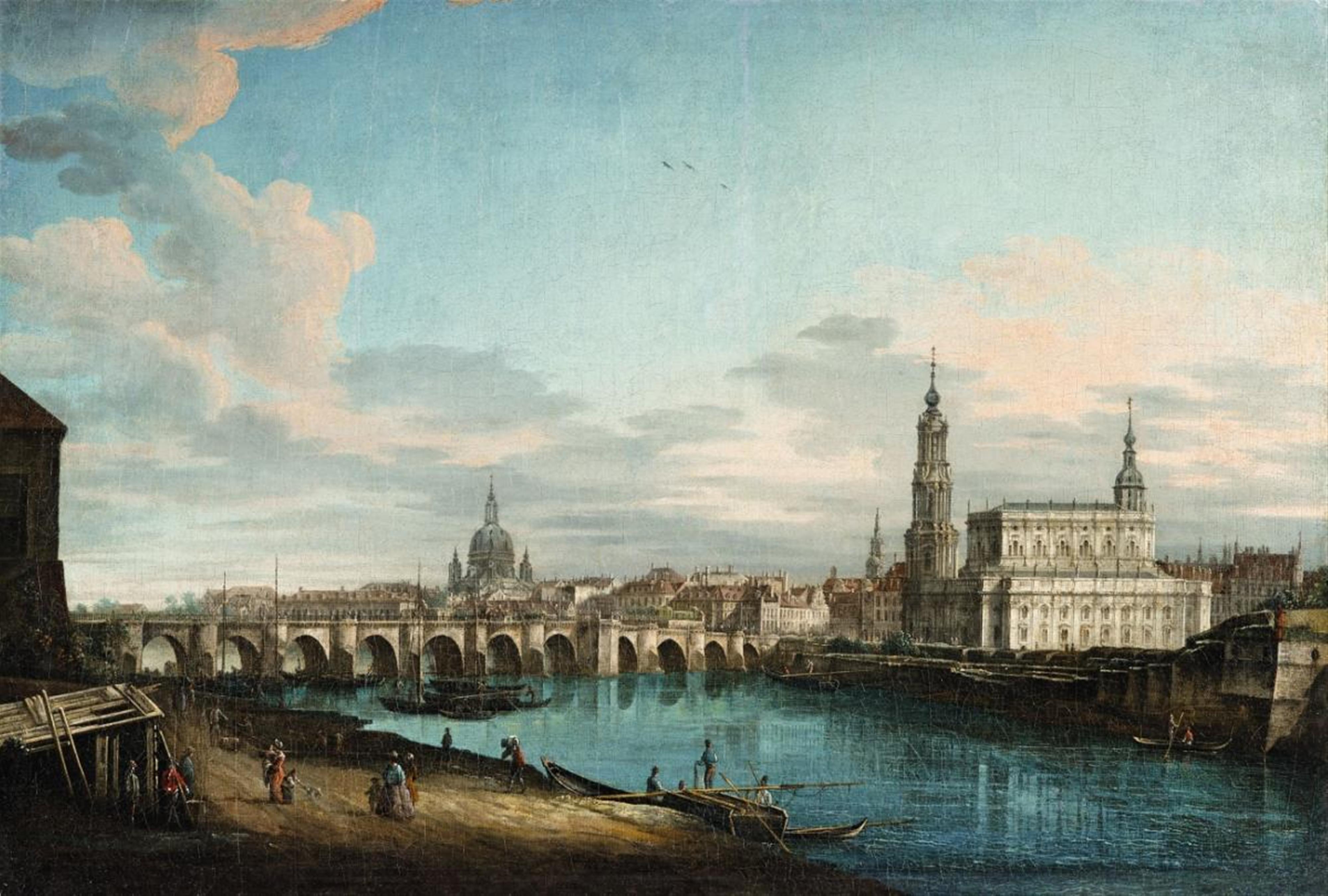 Pietro Bellotti, zugeschrieben - Dresden vom linken Elbufer aus gesehen - image-1