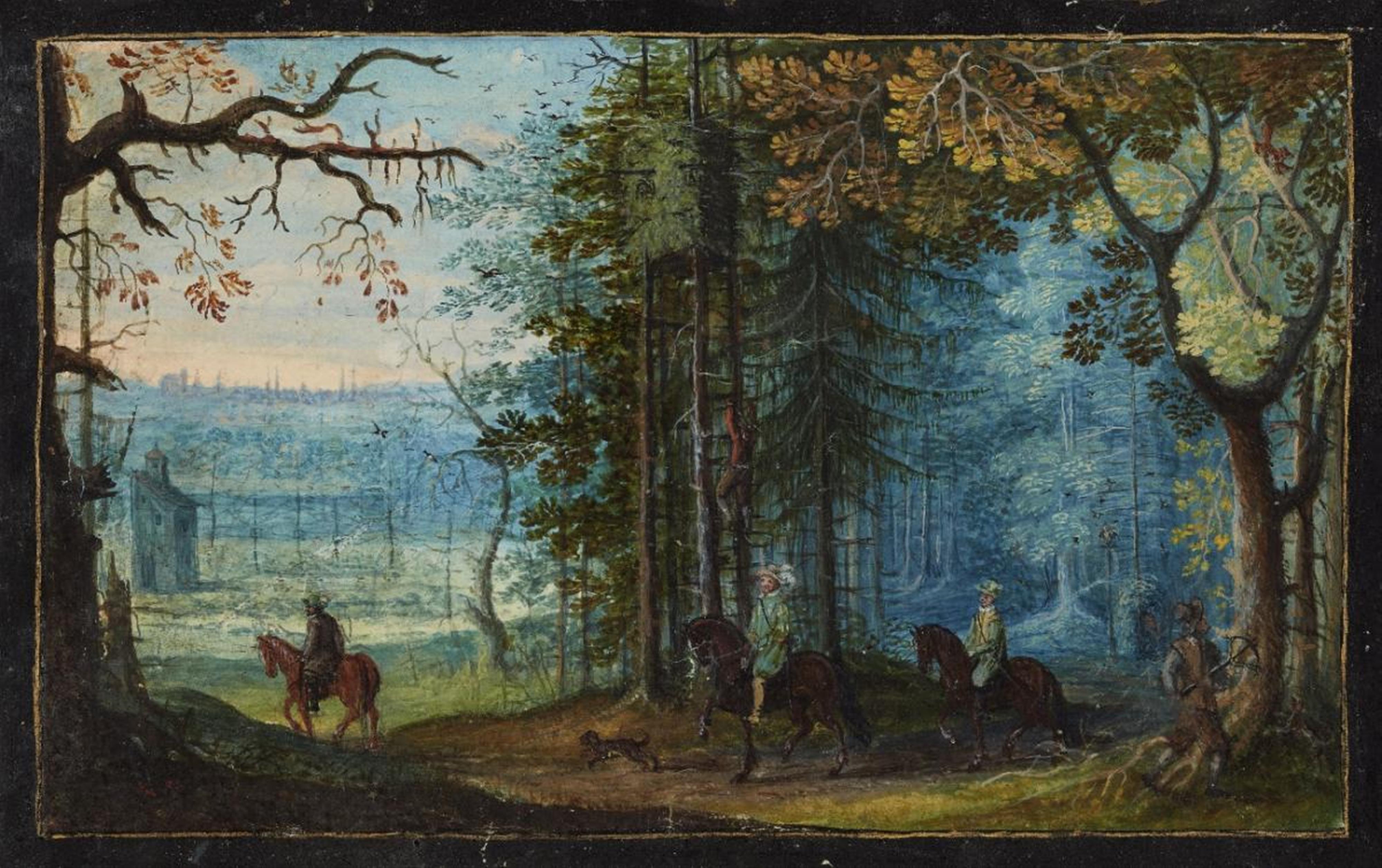 Flemish School ca. 1600 / 1610 - Riders in a Forest - image-1