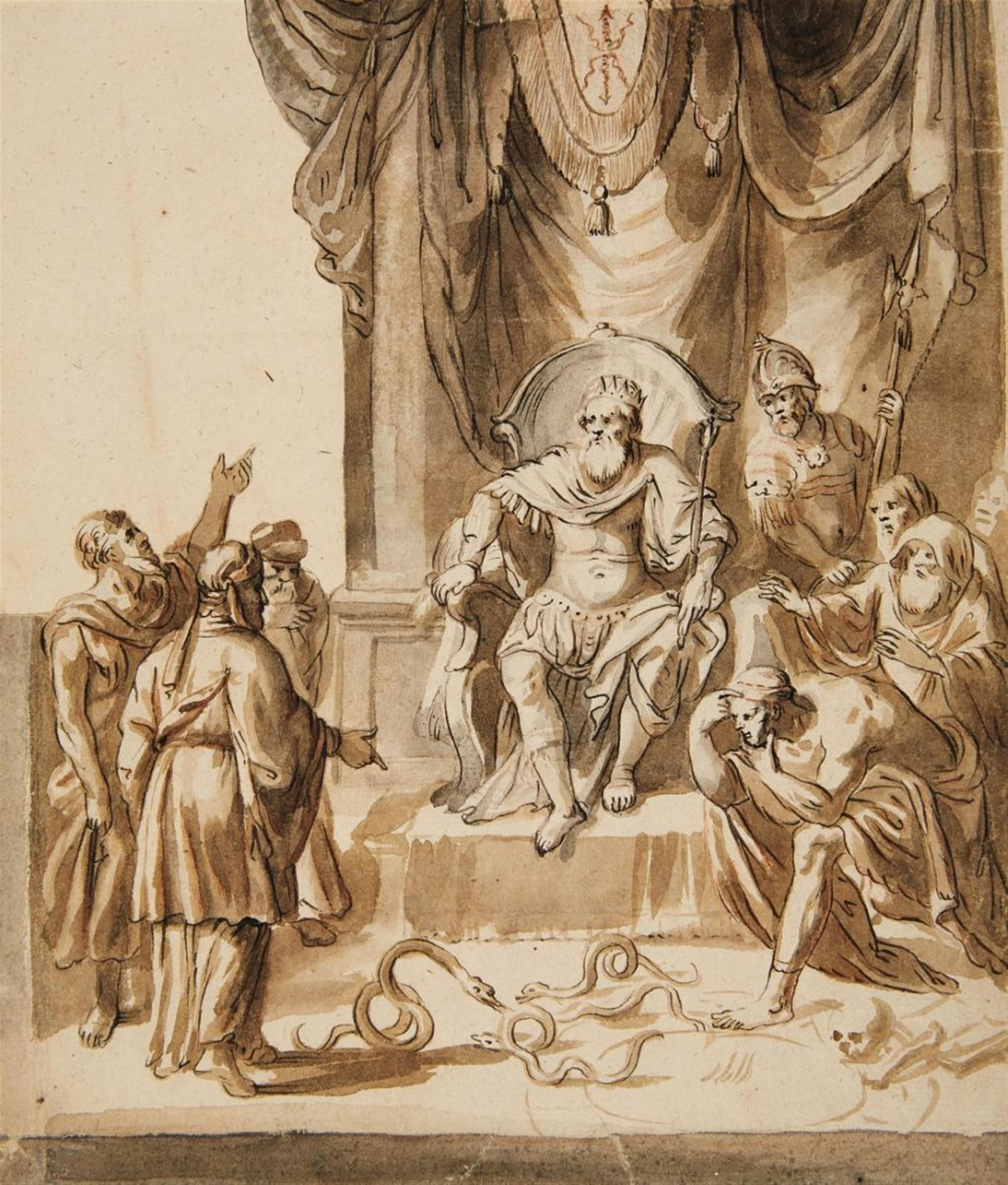 Italienischer Meister des 17. Jahrhunderts - Moses vor dem Pharao - Das Schlangenwunder - image-1