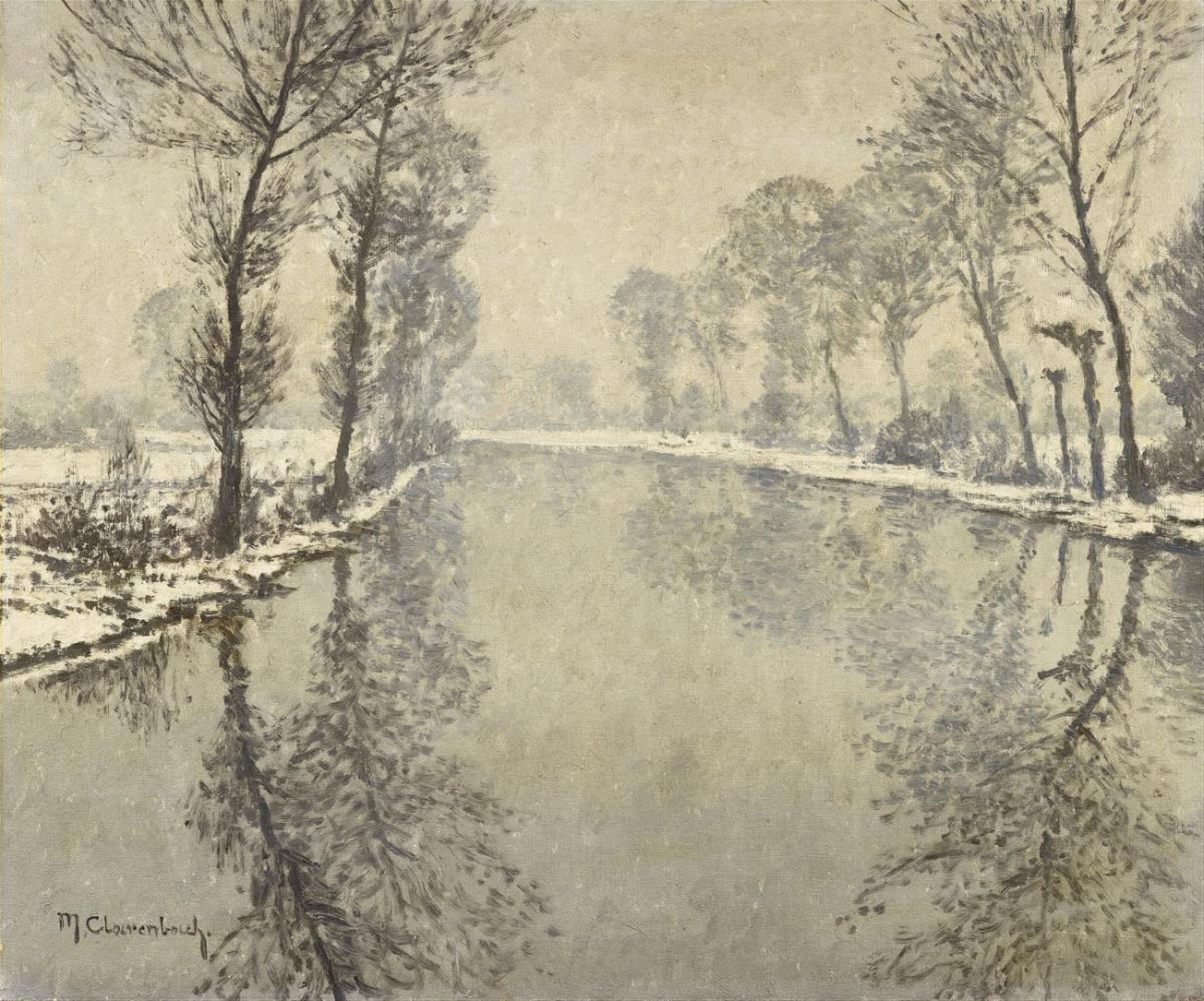 Max Clarenbach - A Winter Scene on the River Erft - image-1