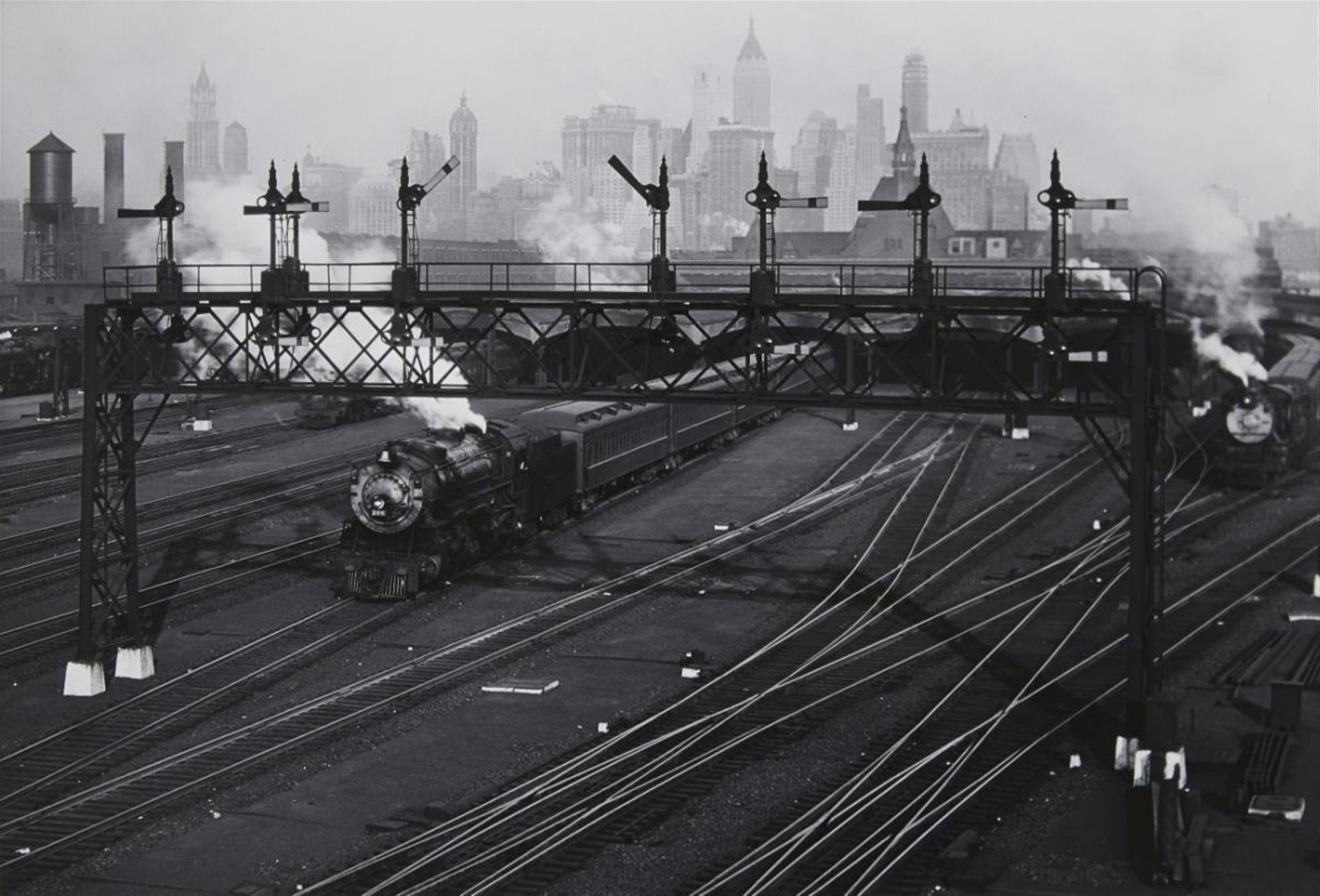Berenice Abbott - Hoboken Railroad yards looking towards Manhattan, New Jersey - image-1