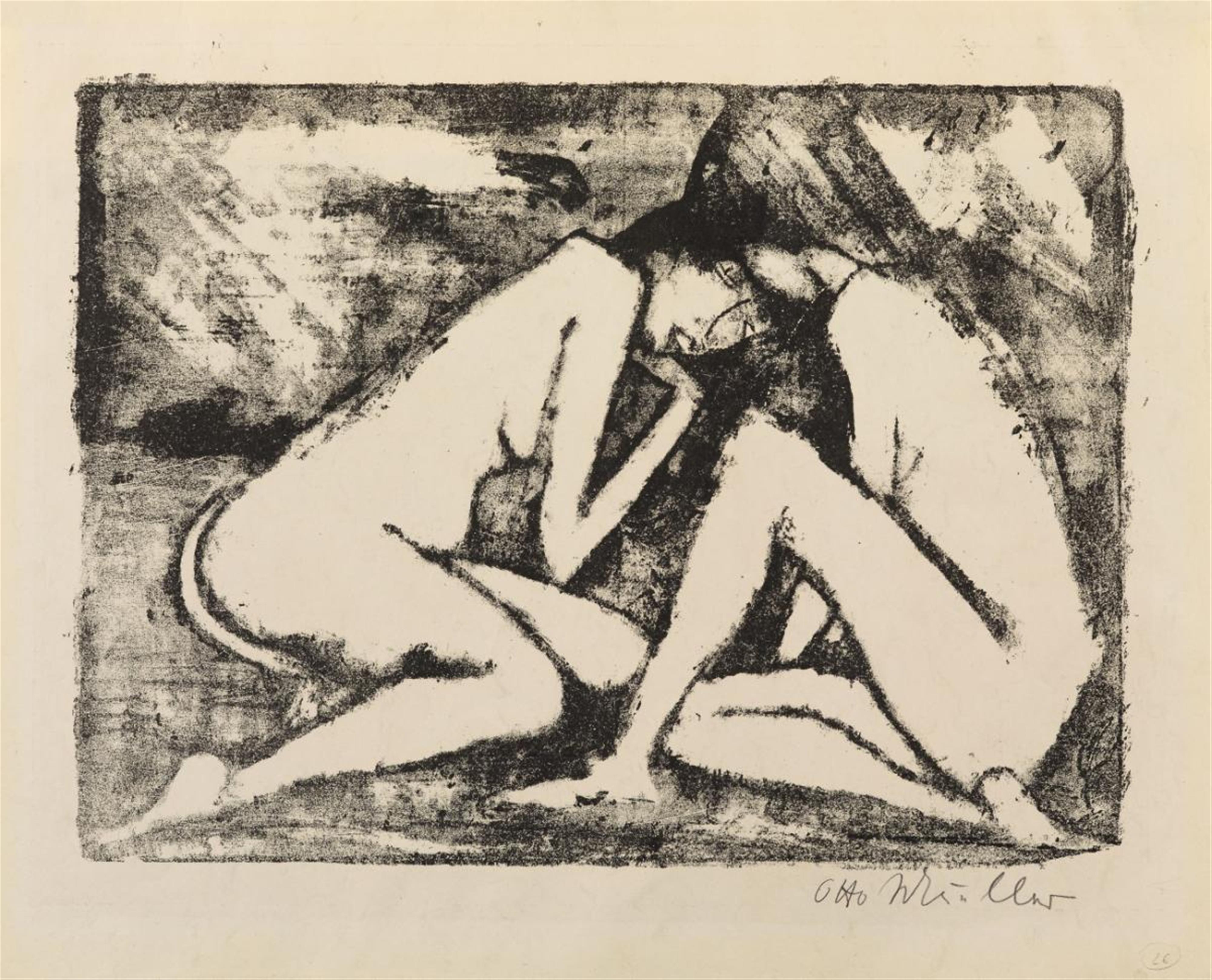 Otto Mueller - Zwei sitzende Mädchen 2 (Hockende Akte) - image-1