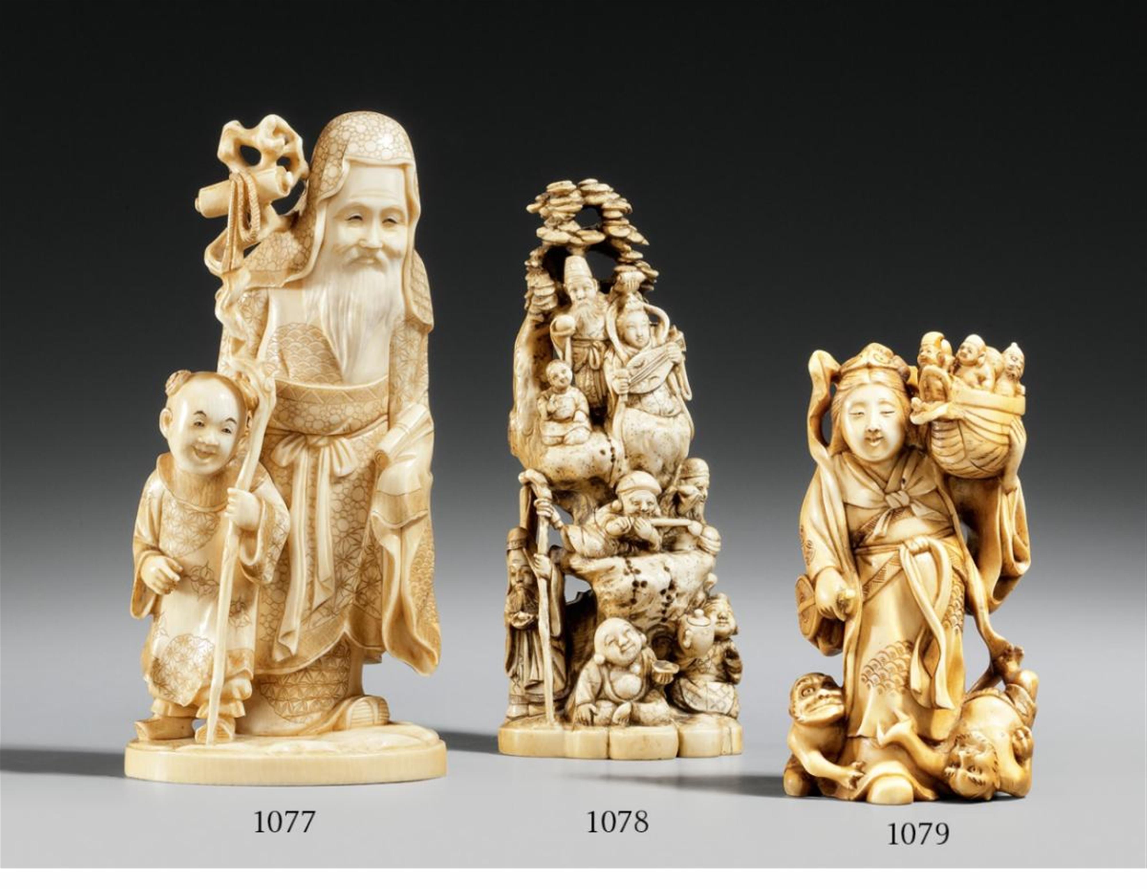 An ivory okimono of the Seven Gods of Good Luck. Late 19th century - image-1