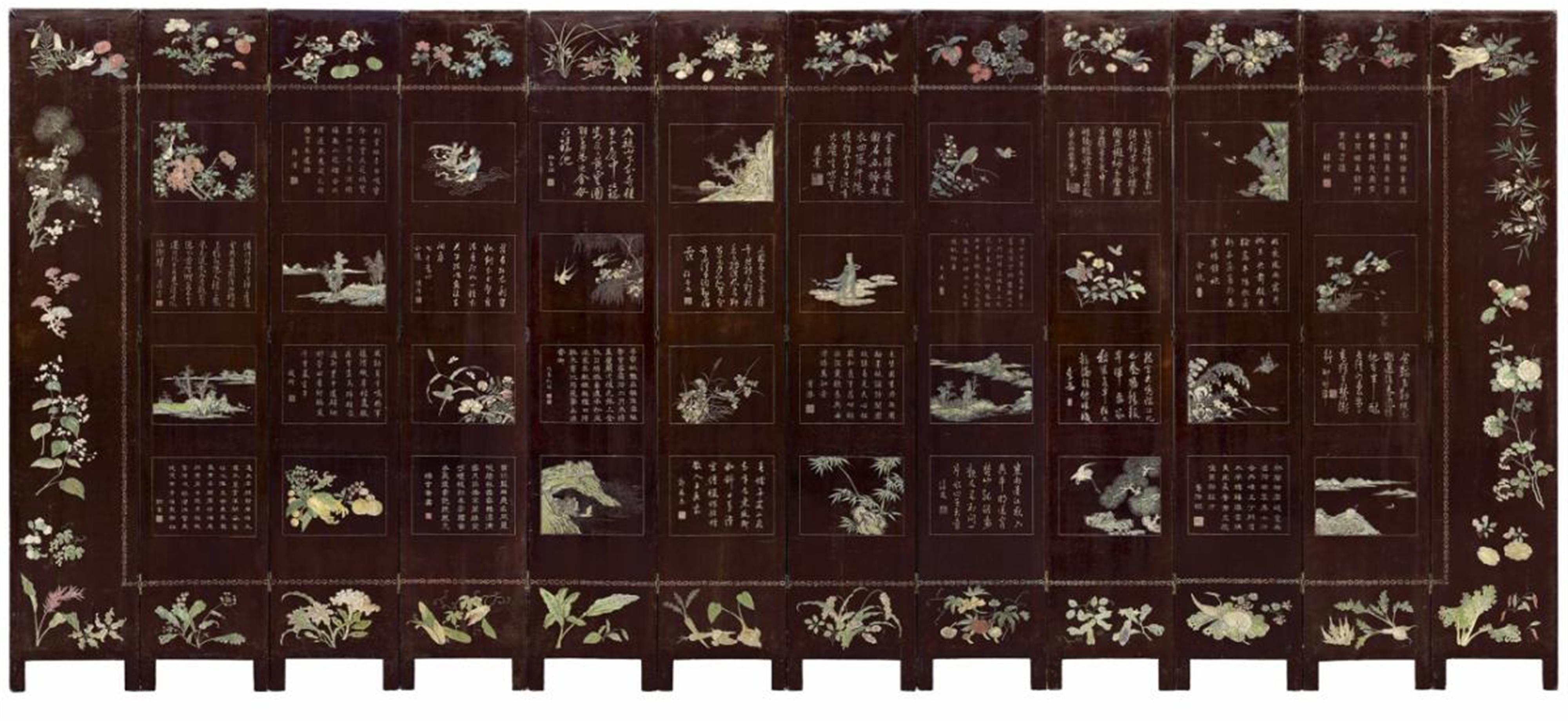 12-tlger Koromandel-Stellschirm. Holz, Schwarzlack und Farben (Kuancai-Technik). Ära Kangxi (1662-1722) - image-3