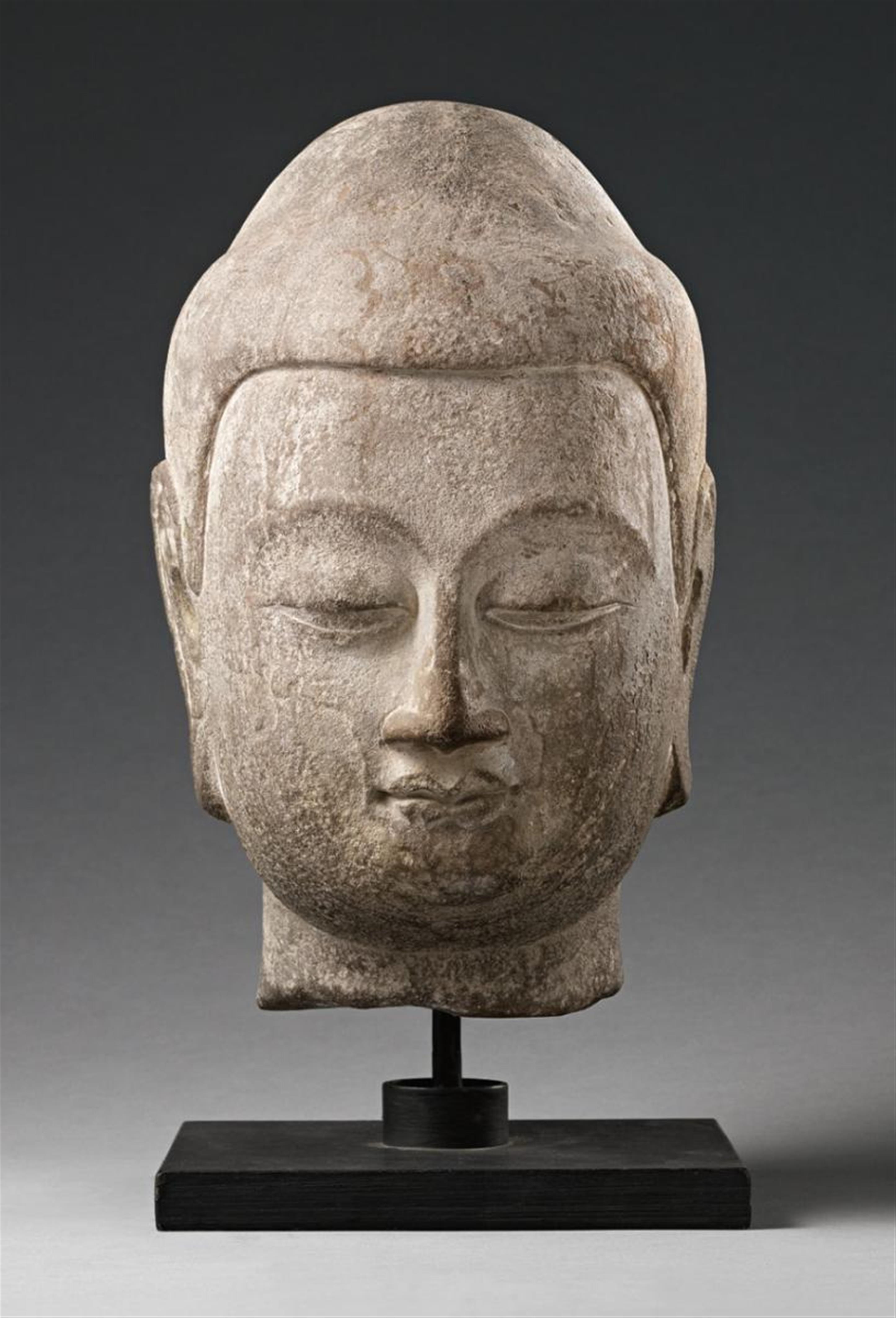 A large limestone head of a Buddha. Northern Qi/early Sui dynasty, 6th century - image-2