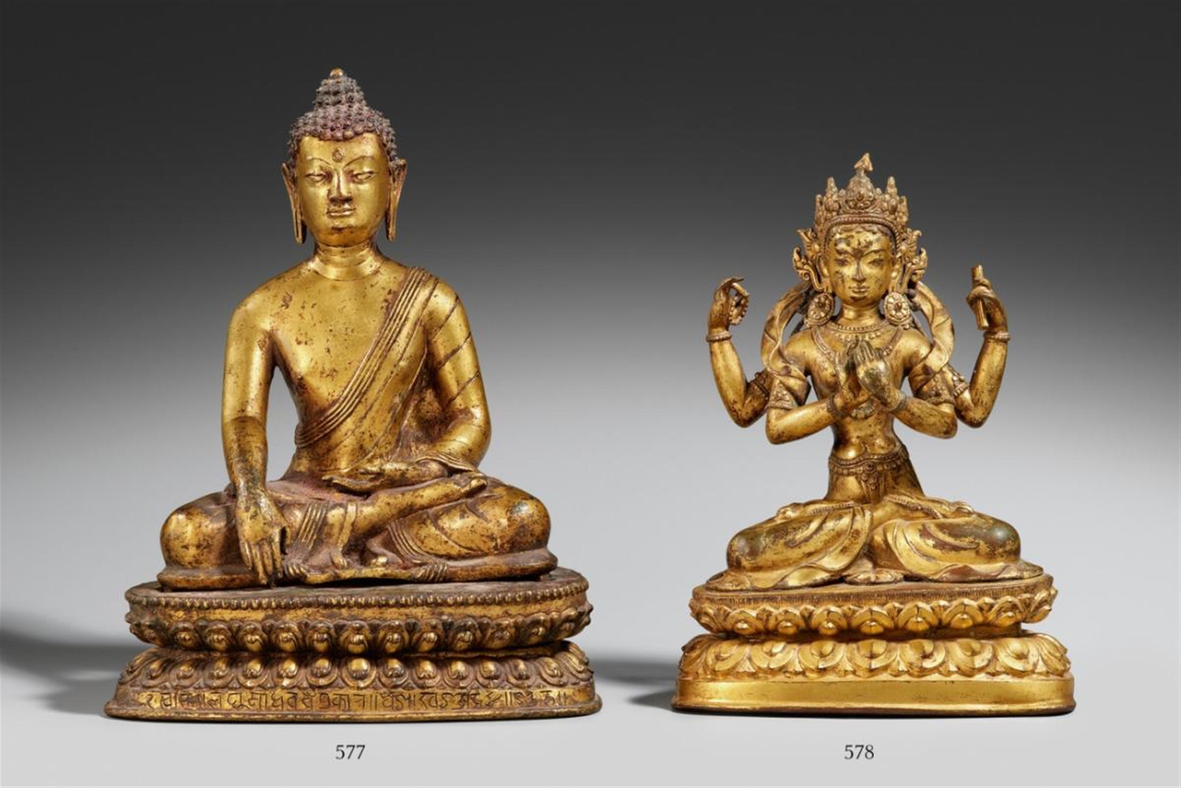 Prajnaparamita. Feuervergoldete Bronze. Tibet. 17. Jh. - image-1