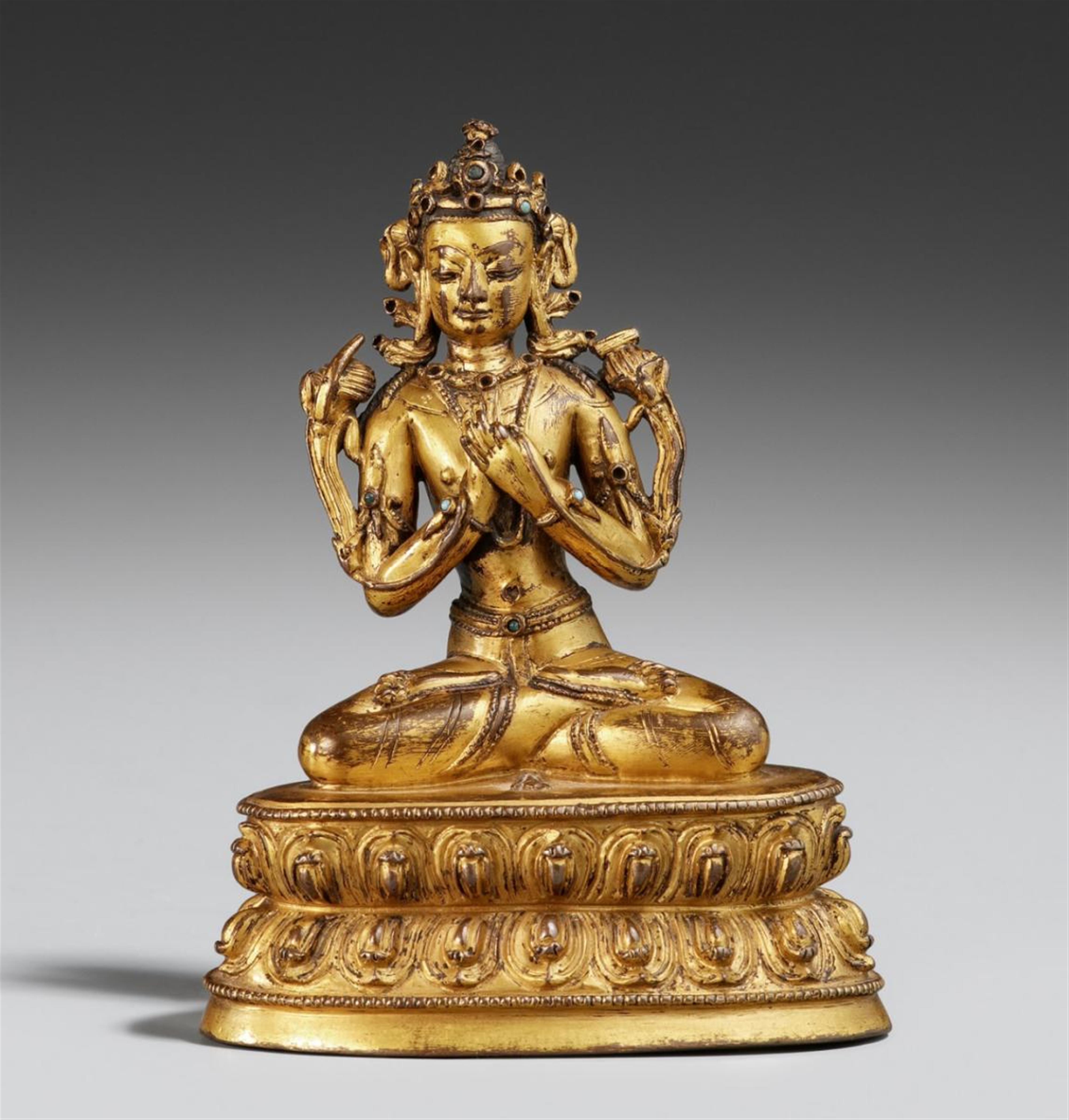 Manjushri. Feuervergoldete Bronze. Tibet. 16. Jh. - image-1