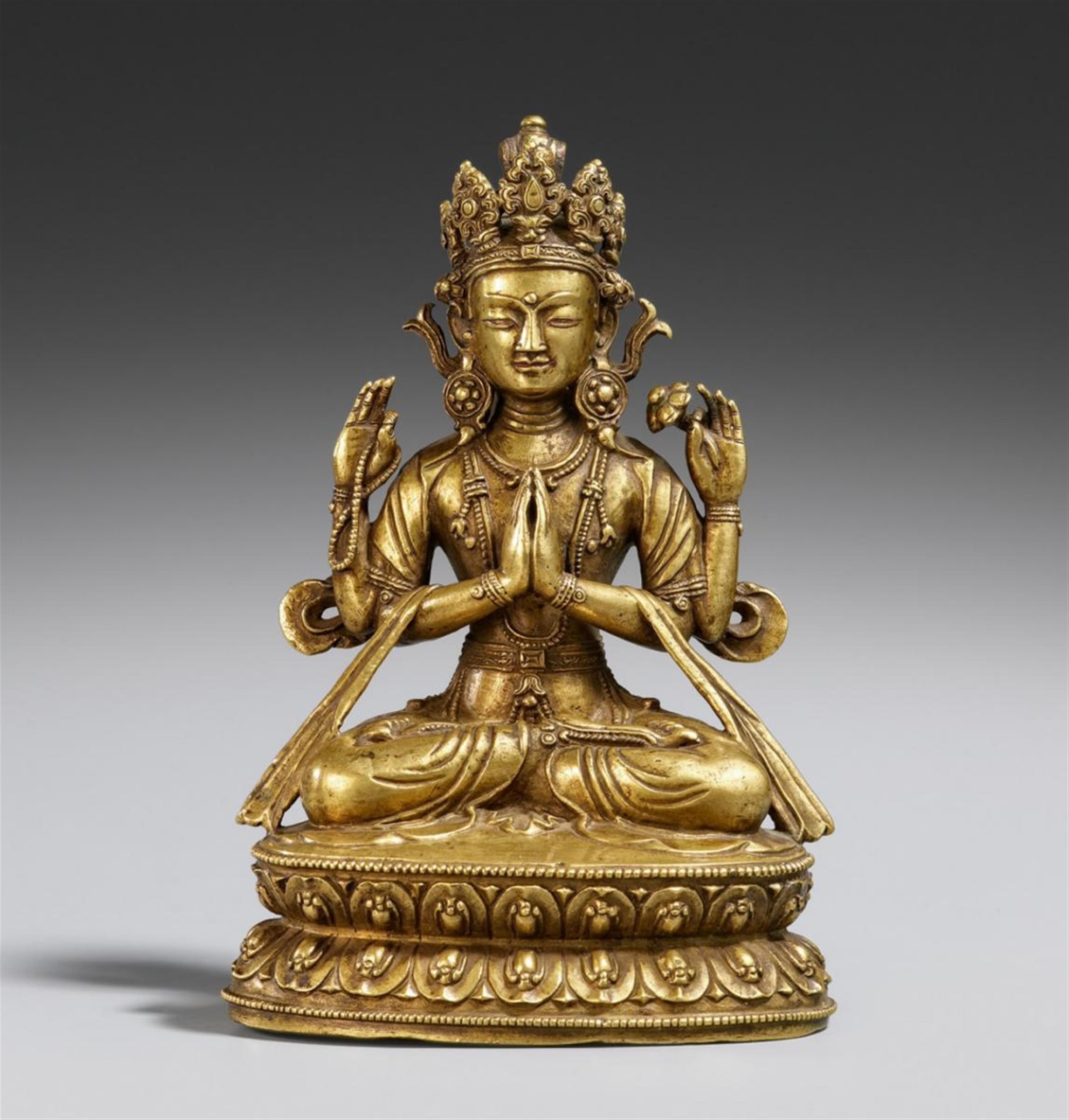 A bronze figure of Shadakshari Avalokiteshvara. Tibet. 16th century - image-1