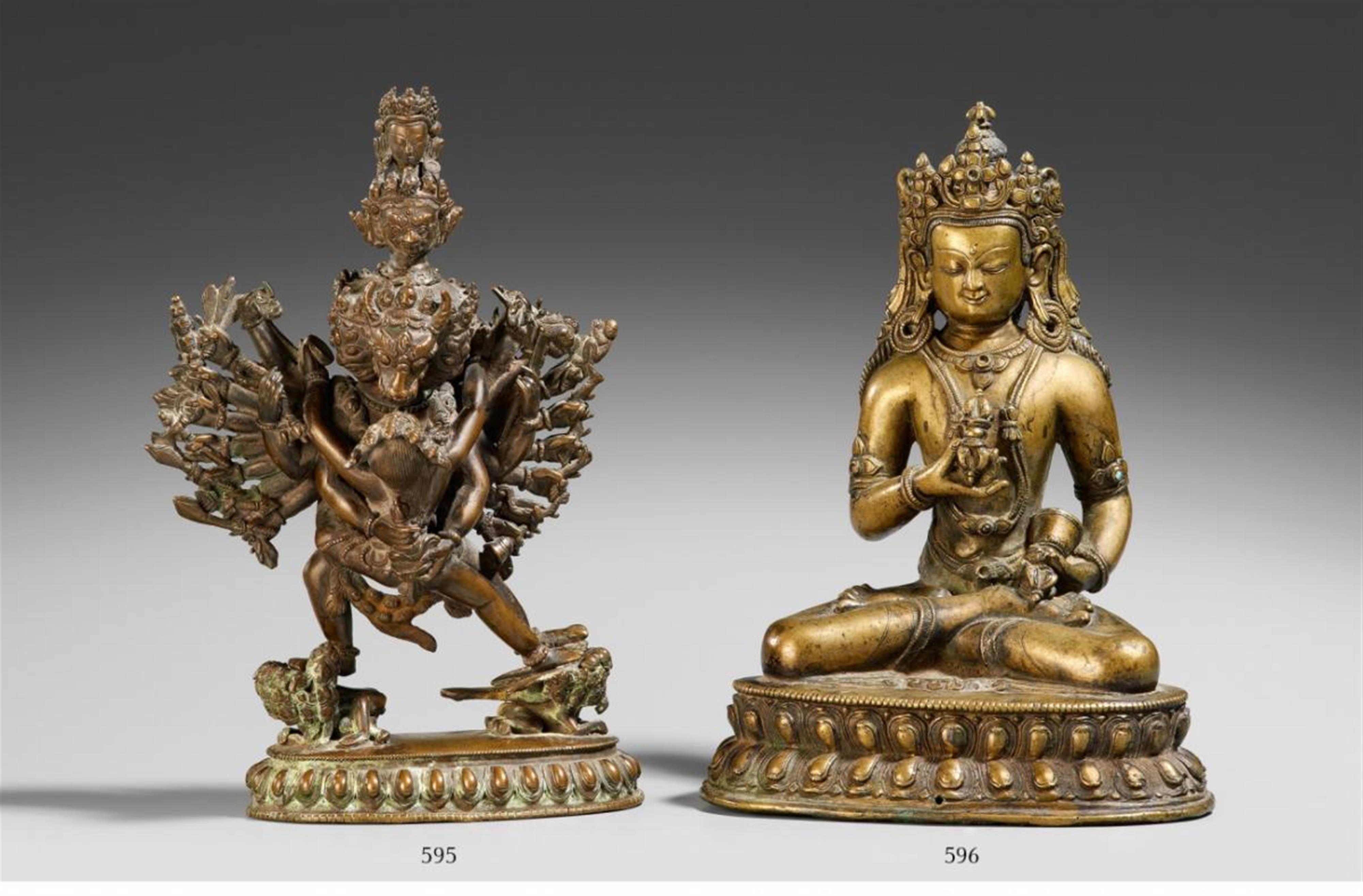 Vajrabhairava in yab yum. Bronze. Nepal. 17./18. Jh. - image-1