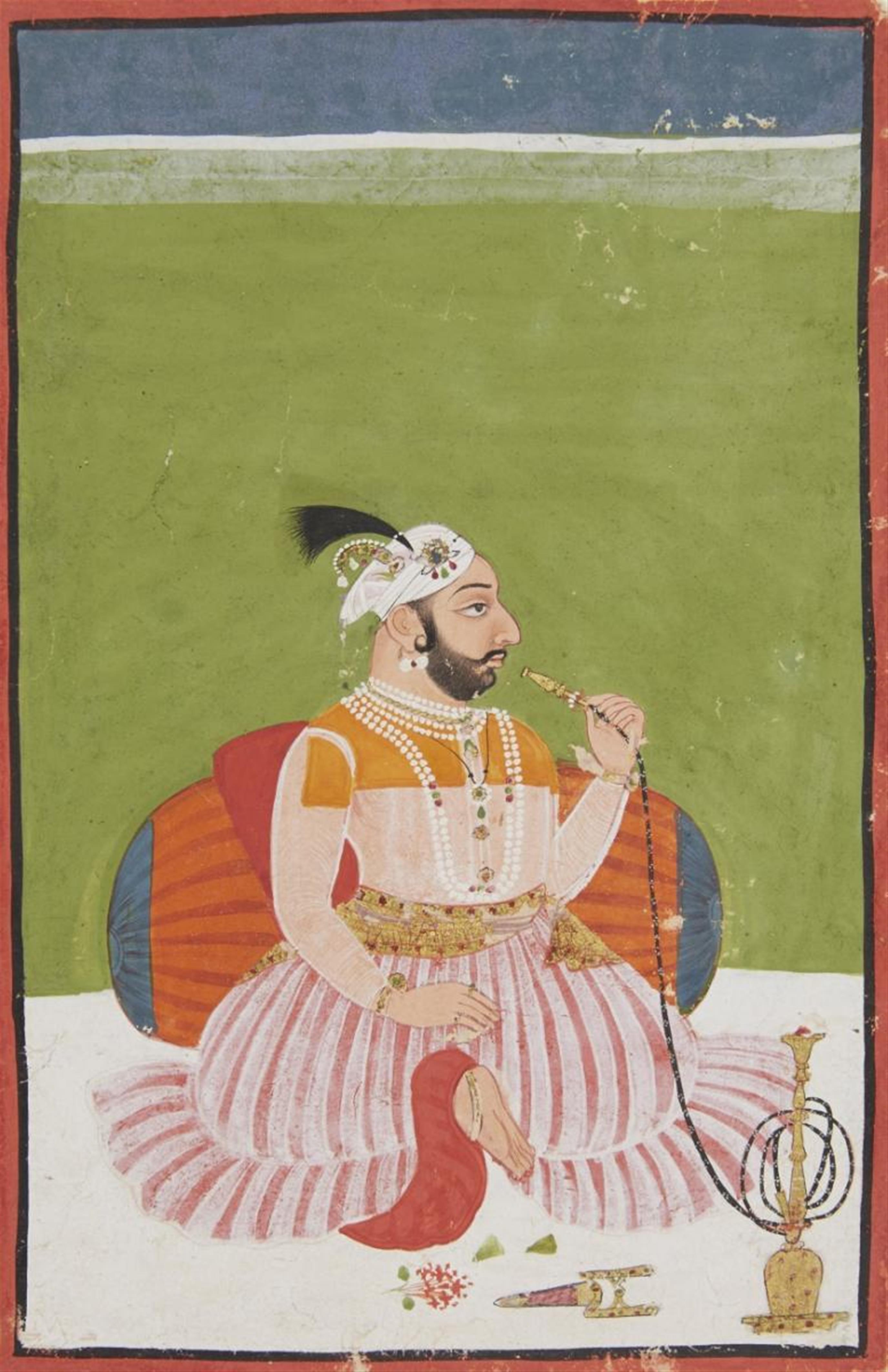 A Rajasthani portrait of a raja. 19th century - image-1