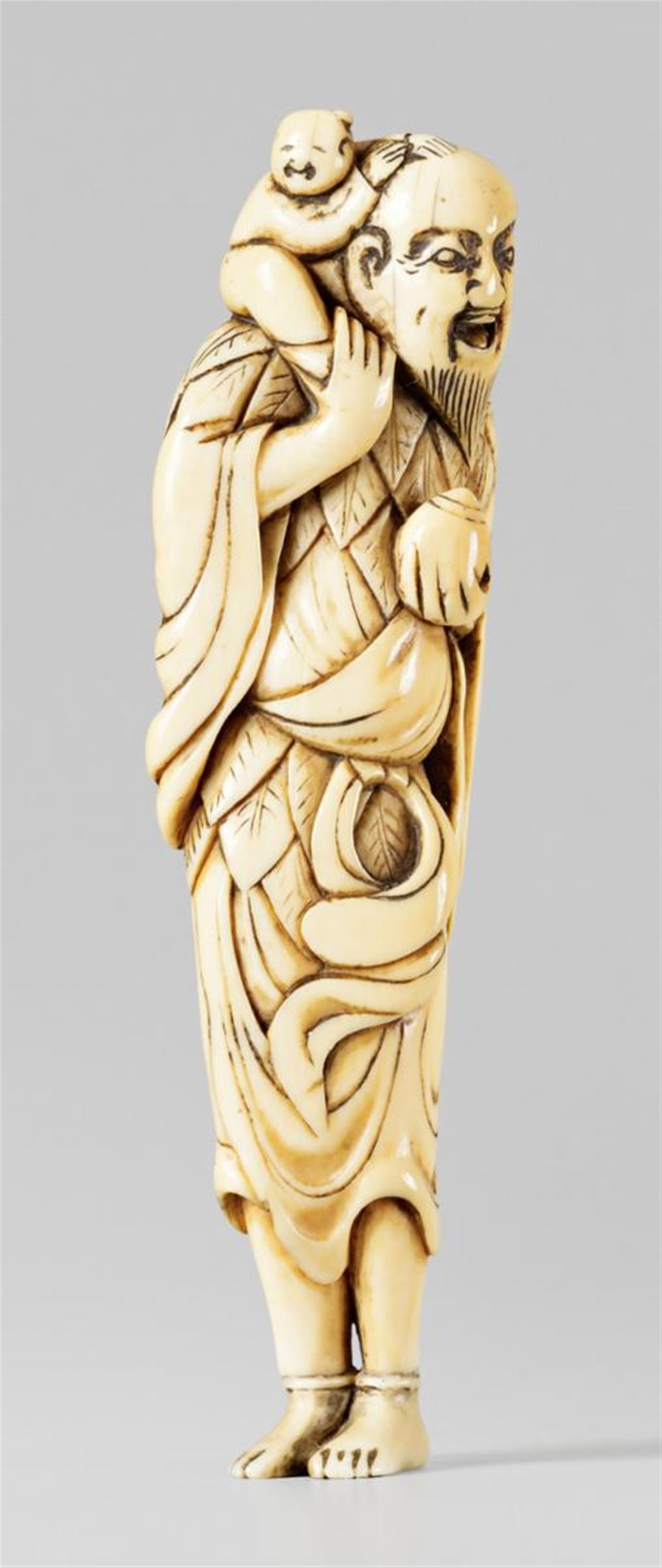 A large ivory netsuke of a sennin. 18th century - image-1