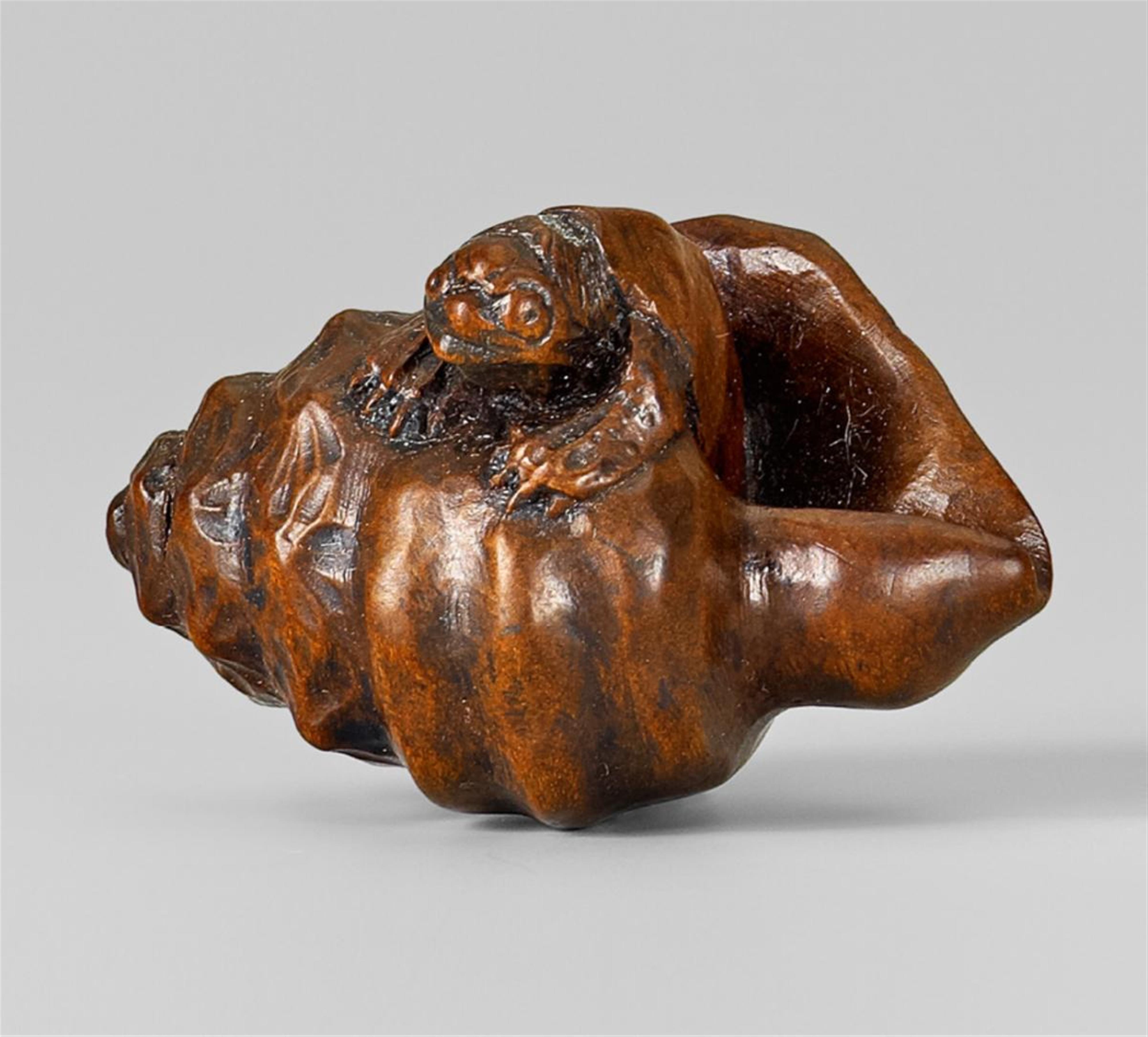 A wood netsuke of a kappa in a hora. 19th century - image-1