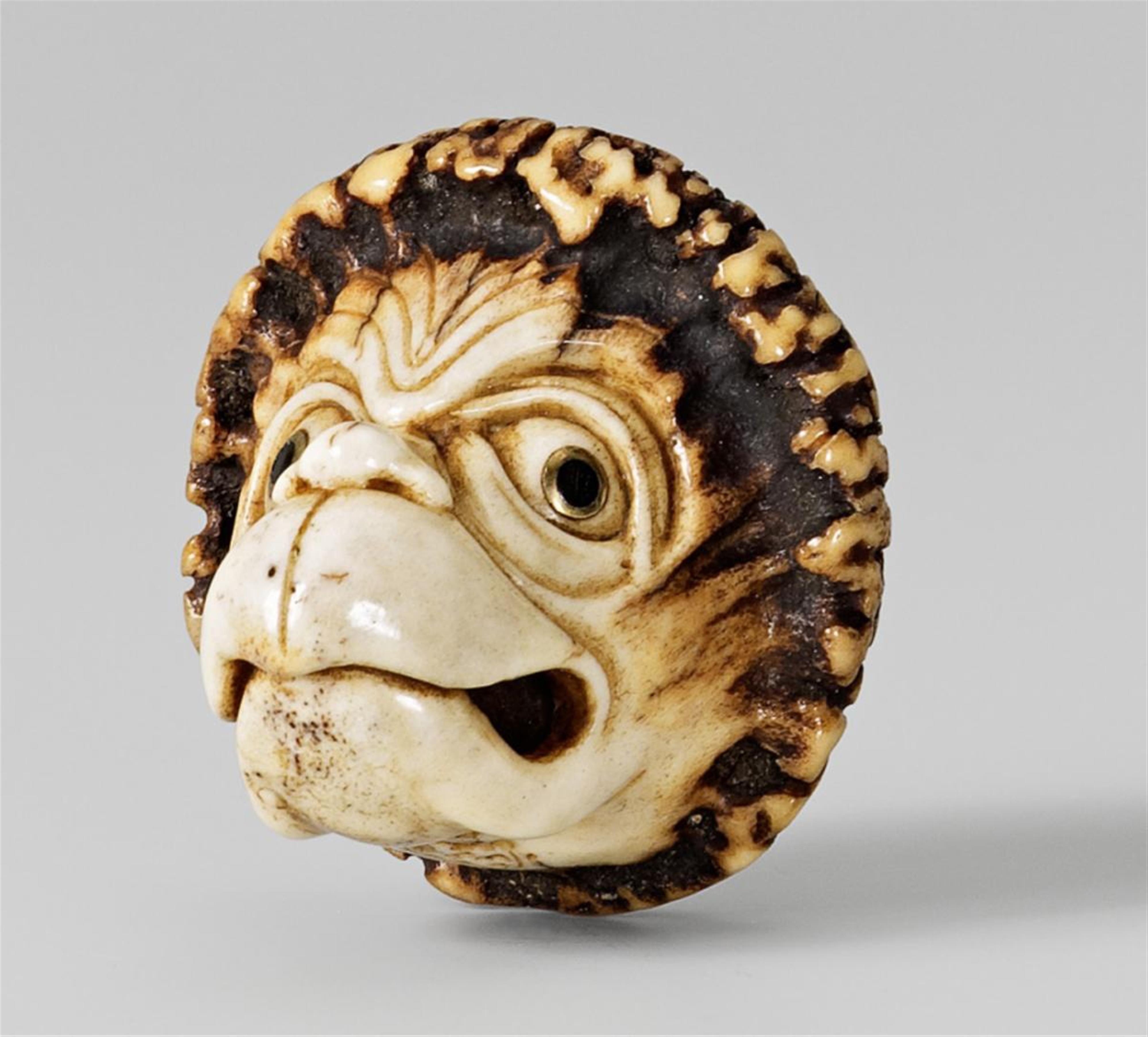A stag antler netsuke of a kappa head. Late 19th/20th century - image-1