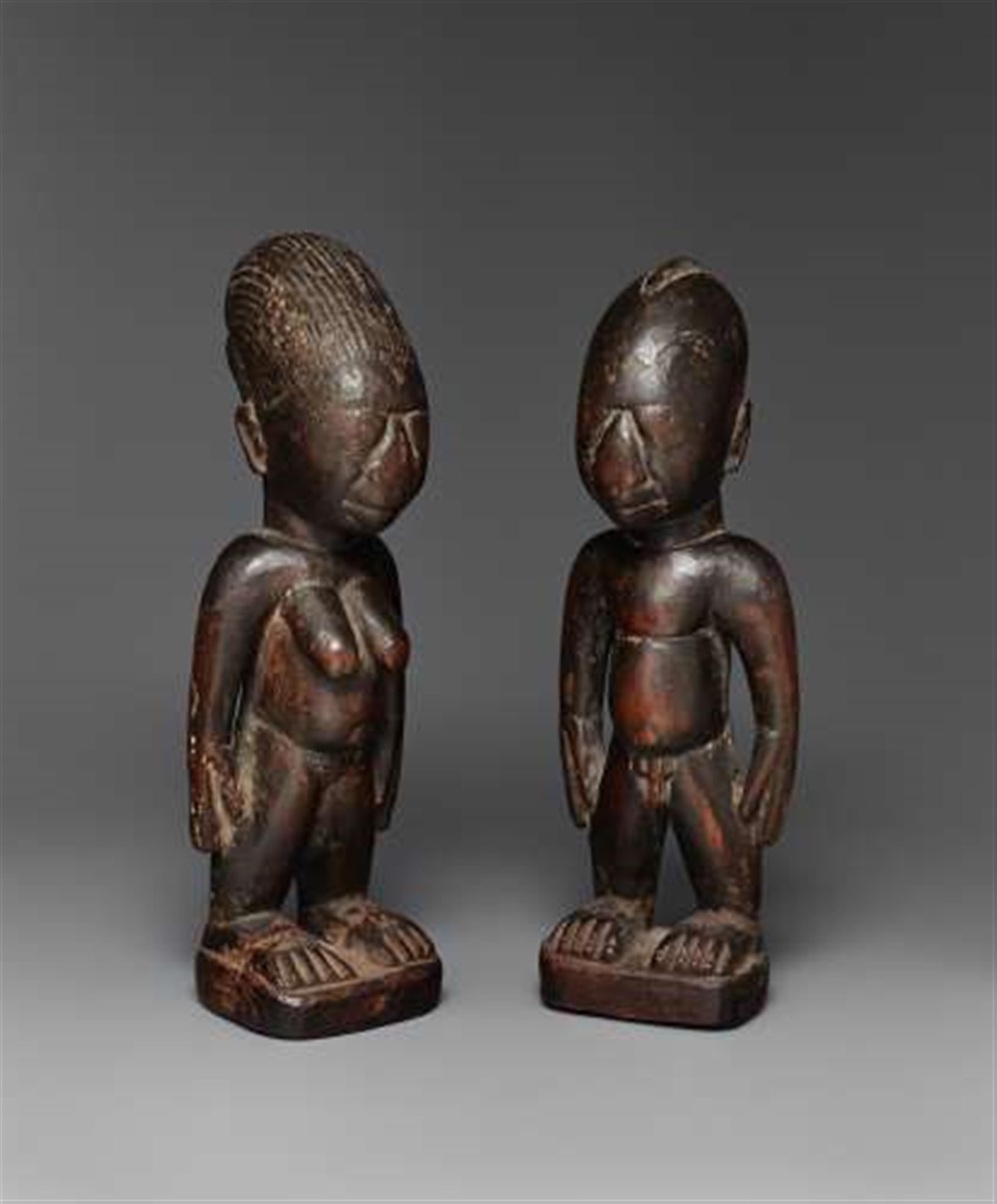 A PAIR OF IBEJI, MALE AND FEMALE Nigeria, Probably from Egba - image-1