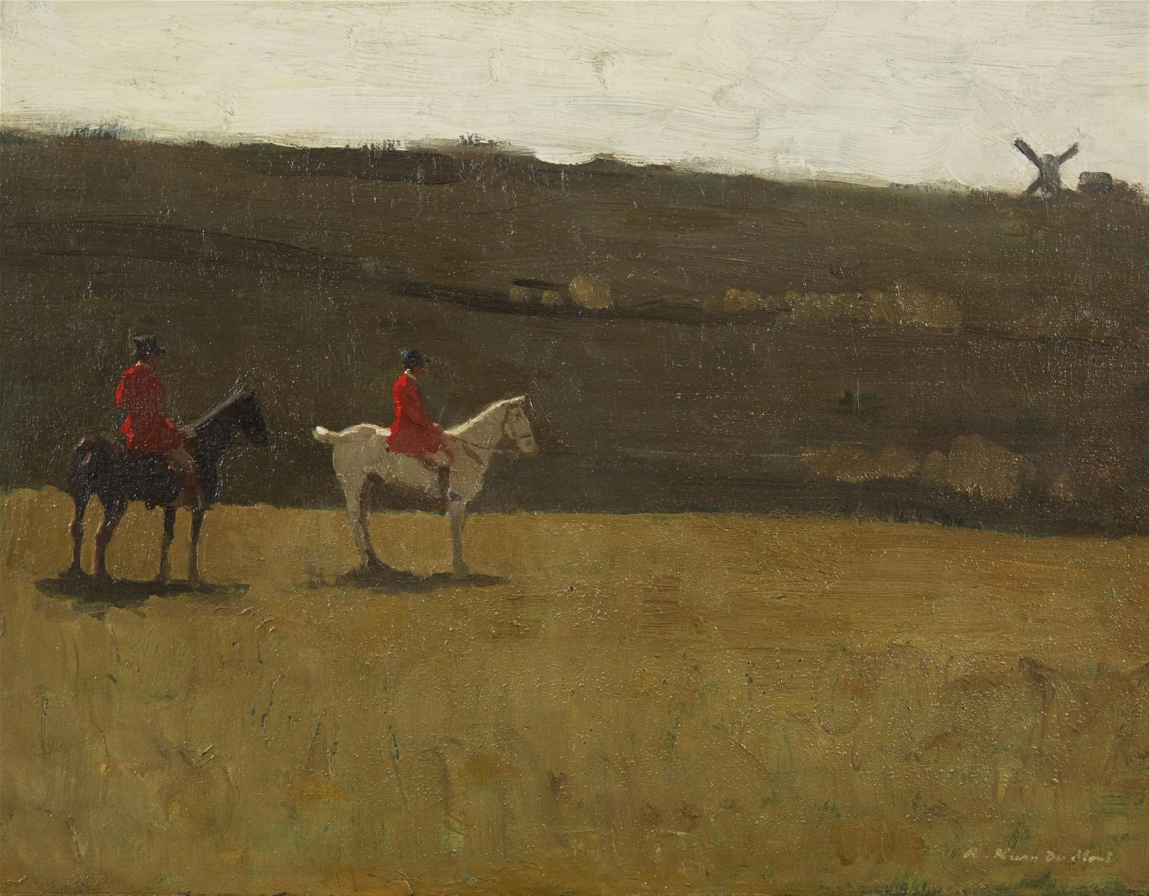 August Neven Du Mont - A Landscape with Horsemen - image-1