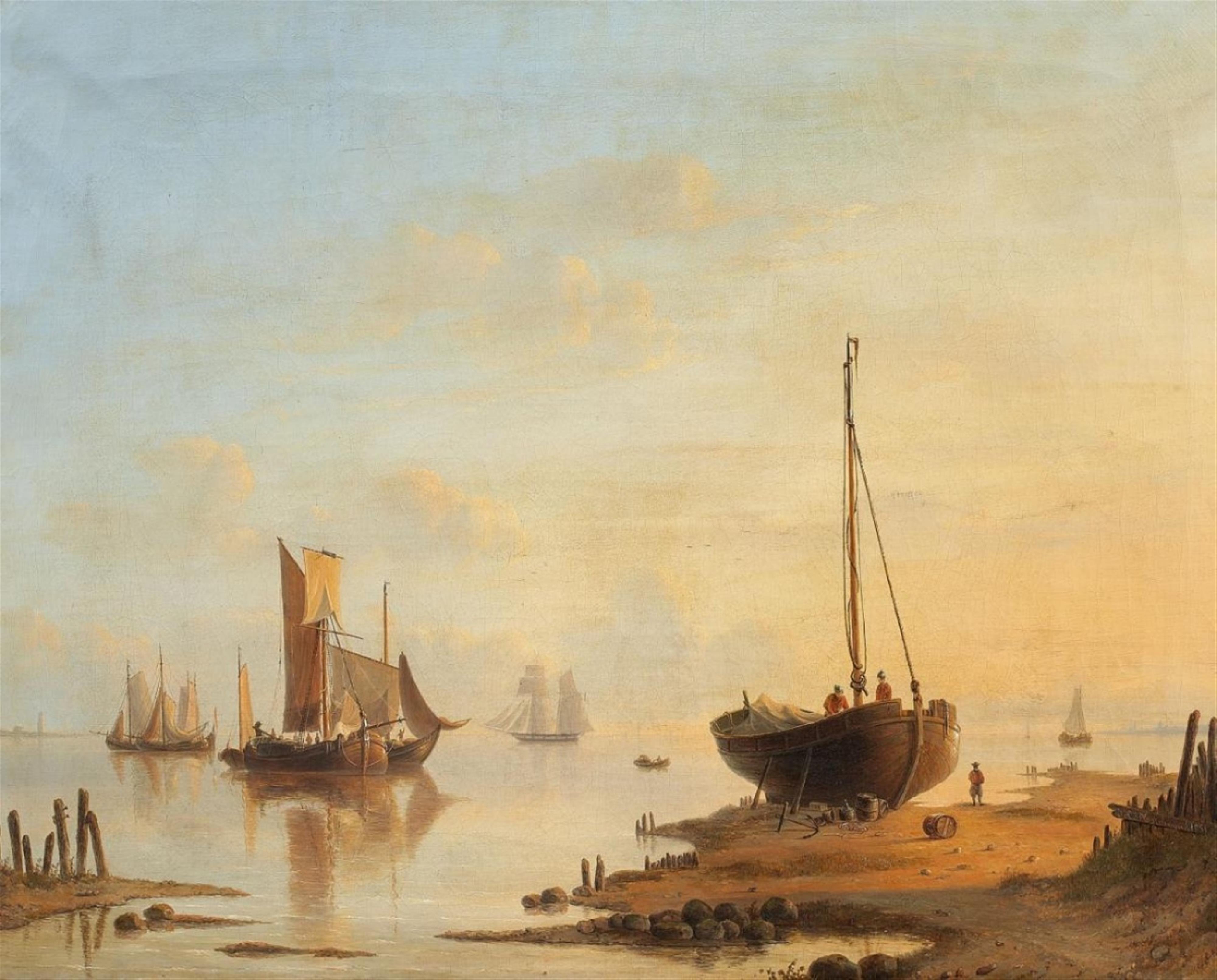 Jacobus Hendricus Johannes Nooteboom - Coastal Landscape with Sailing Ships - image-1