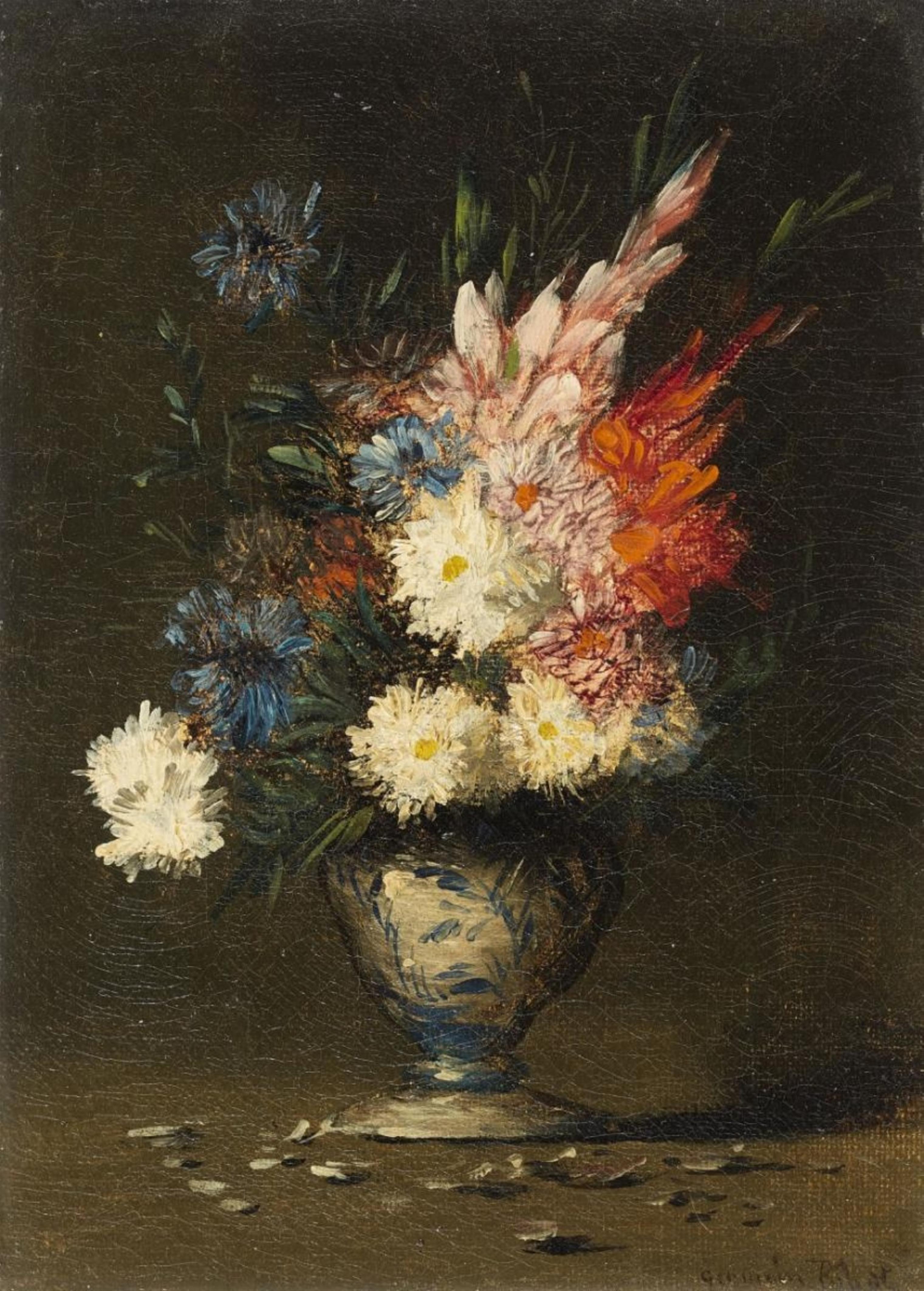 Germain Théodore Ribot - Blumenstrauss in einer Porzellanvase - image-1