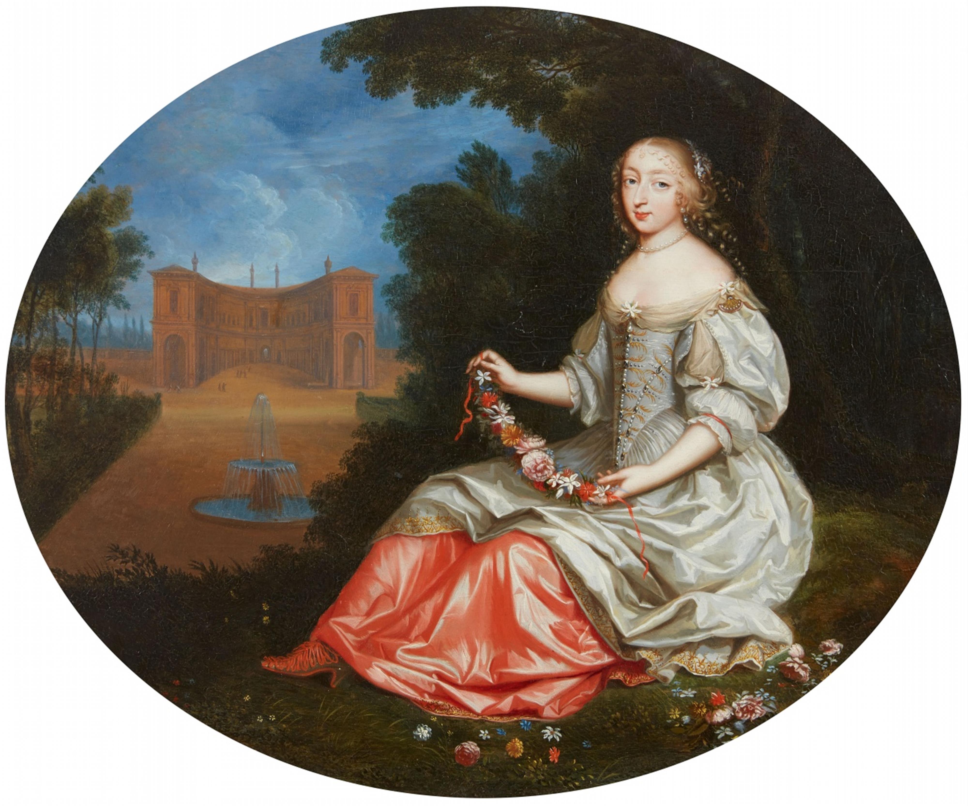Pierre Mignard, Umkreis - Dame in Parklandschaft - Mademoiselle Bouthillier, femme du Maréchal du Clérambault - image-1