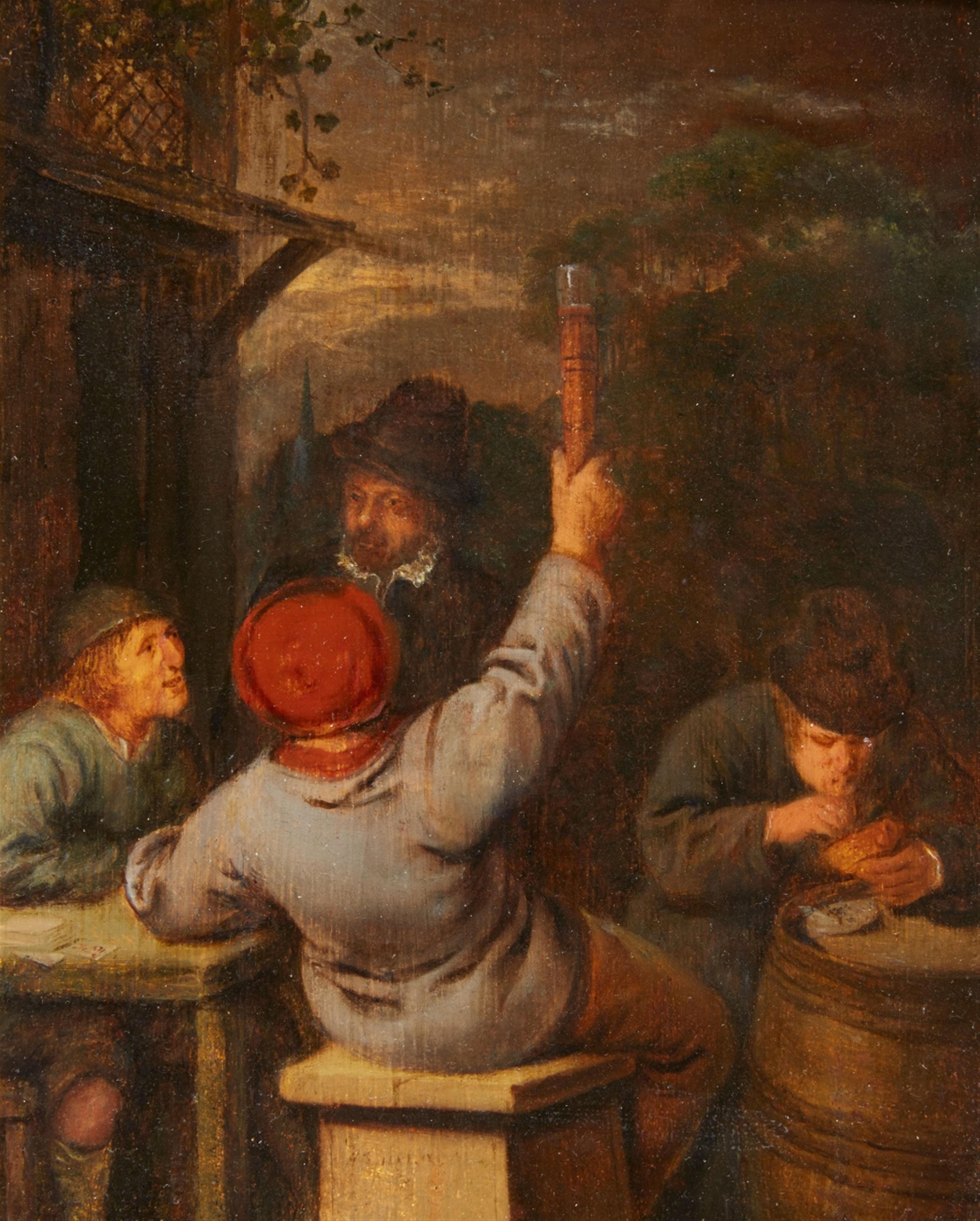 Adriaen van Ostade, follower of - Peasants Drinking Outside a Tavern - image-1