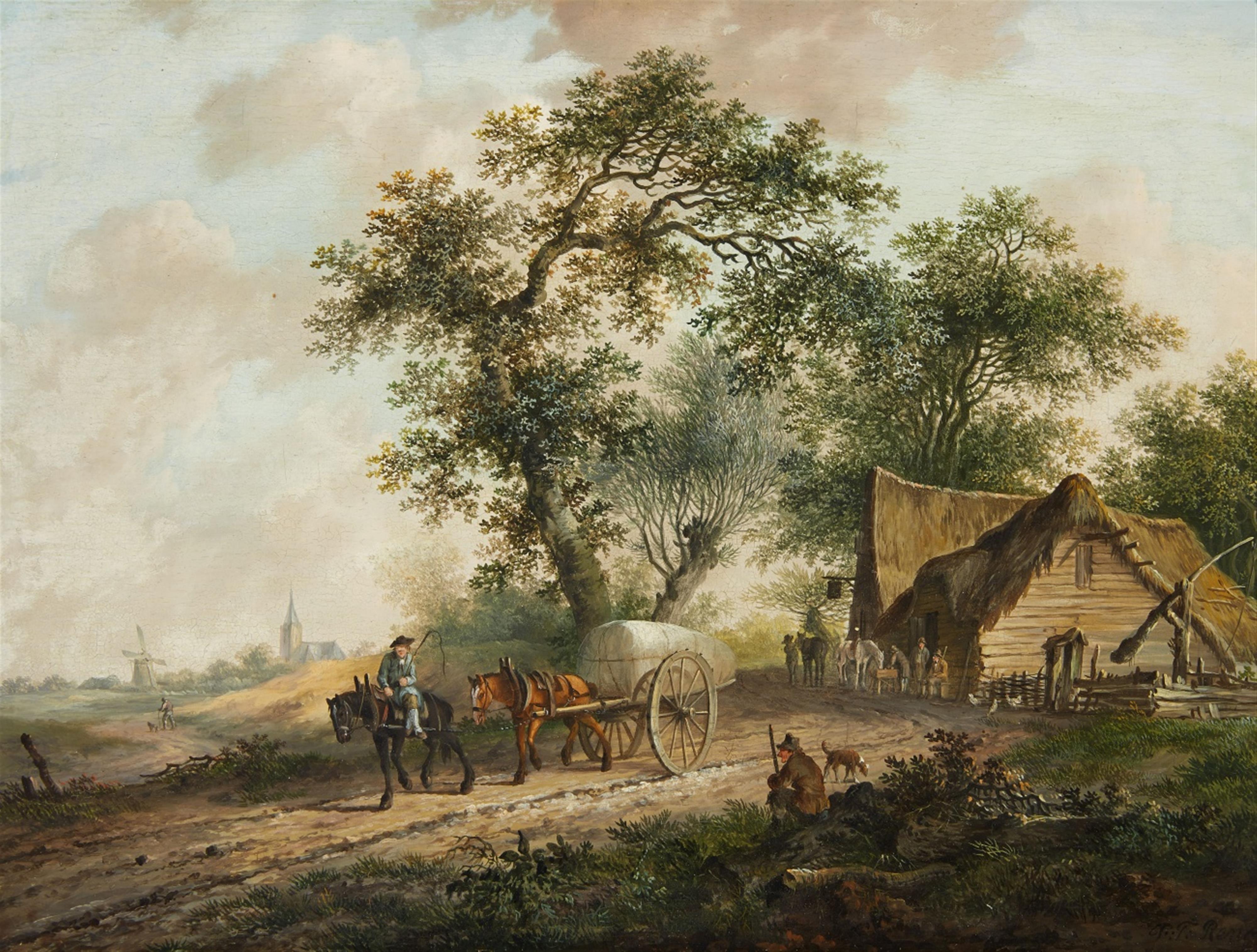 Fredericus Theodorus Renard - Landscape with a Horse and Cart - image-1