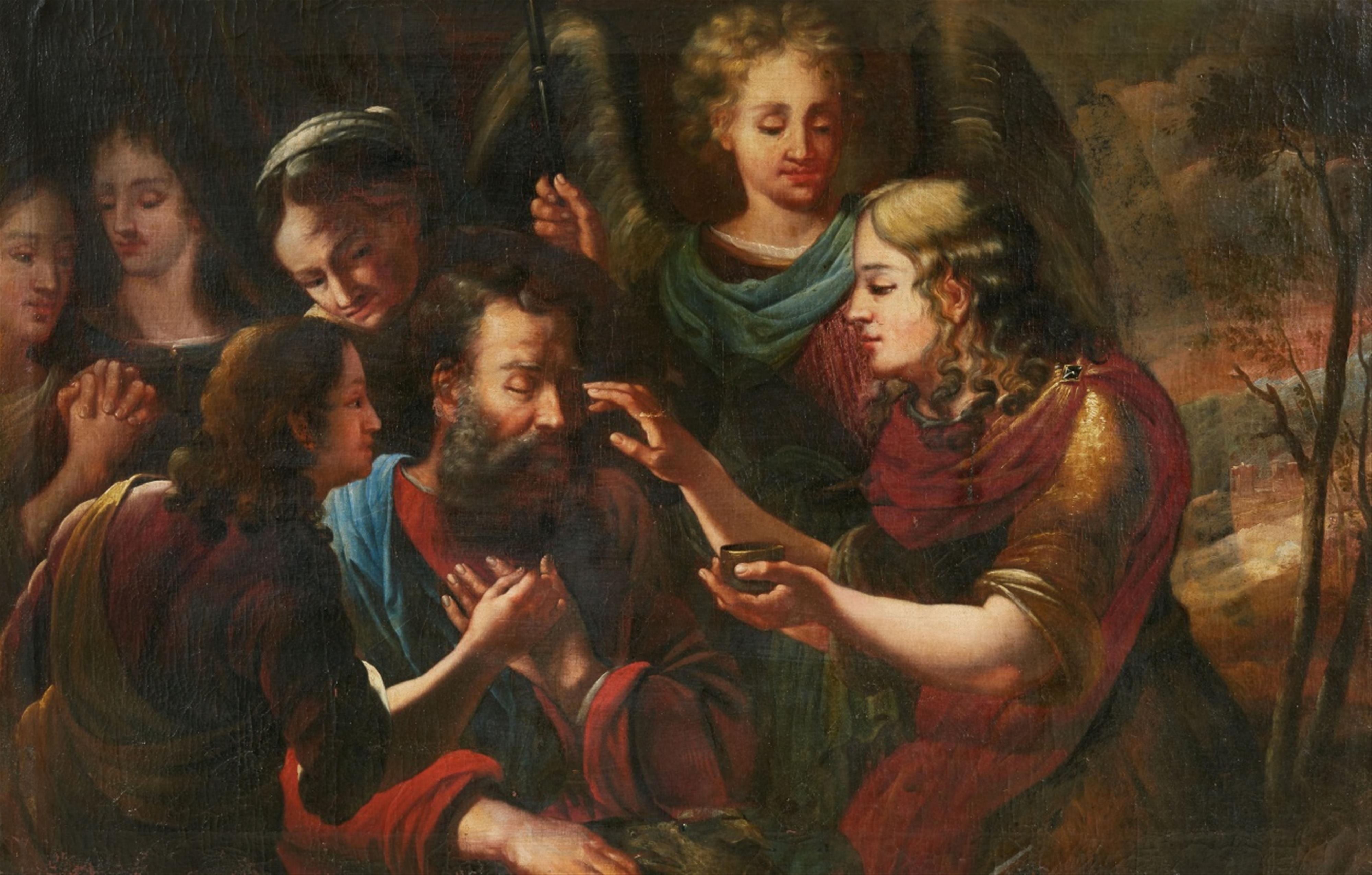 Probably Hispano-Portuguese School 17th century - Tobit Healing his Father with Fish Gall - image-1