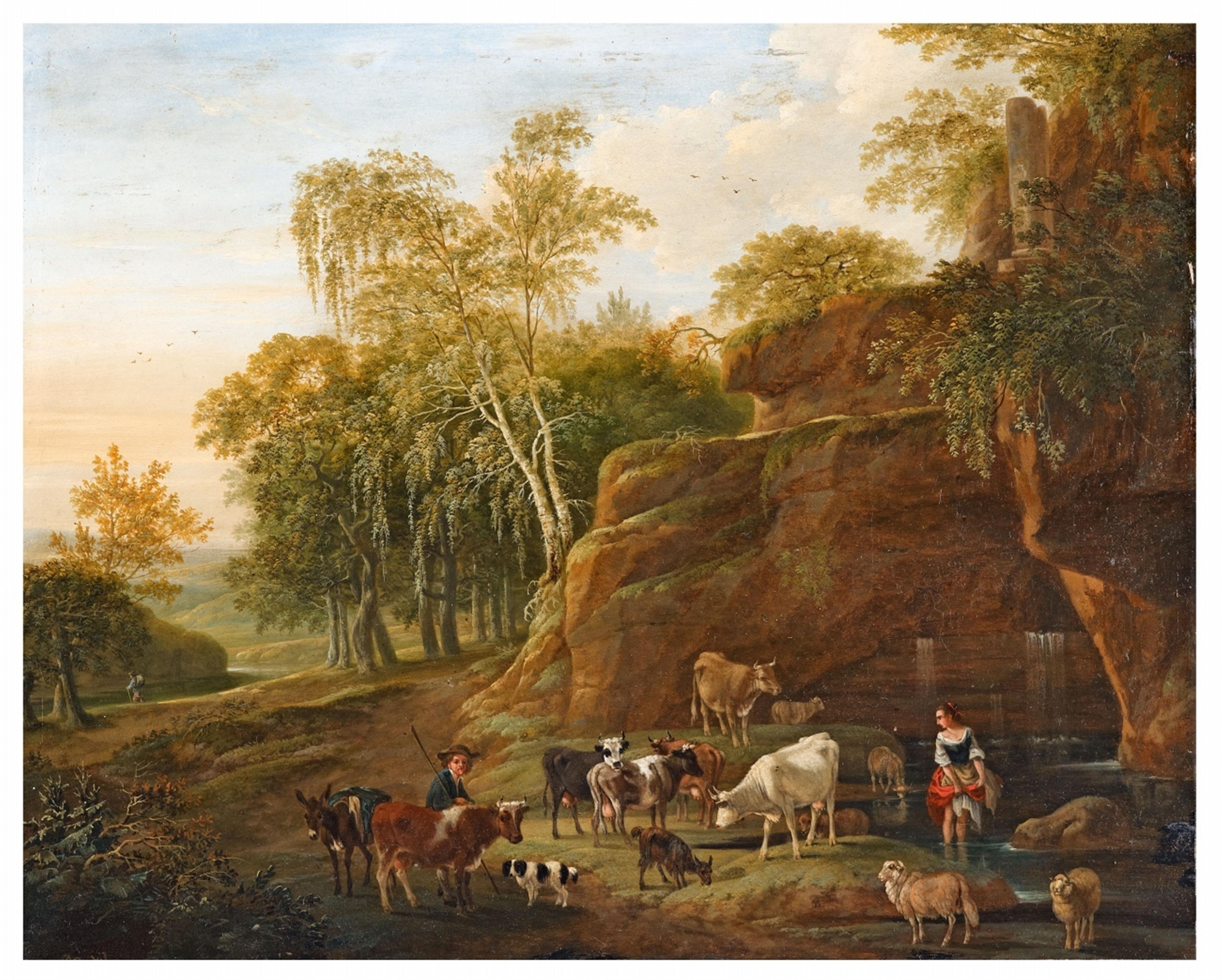 Johann Friedrich Weitsch, gen. Pascha - Bewaldete Landschaft mit Hirten und Herde - image-1