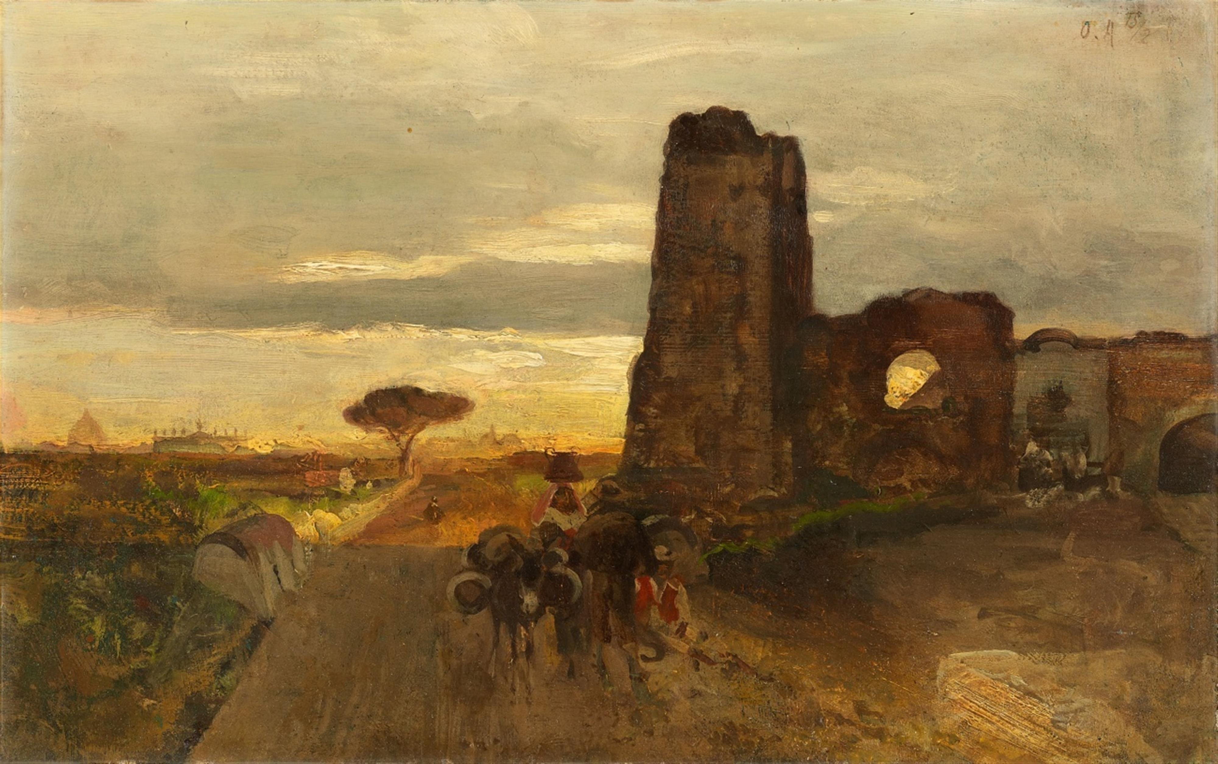 Oswald Achenbach - A Well on the Appian Way (Oil Study) - image-1
