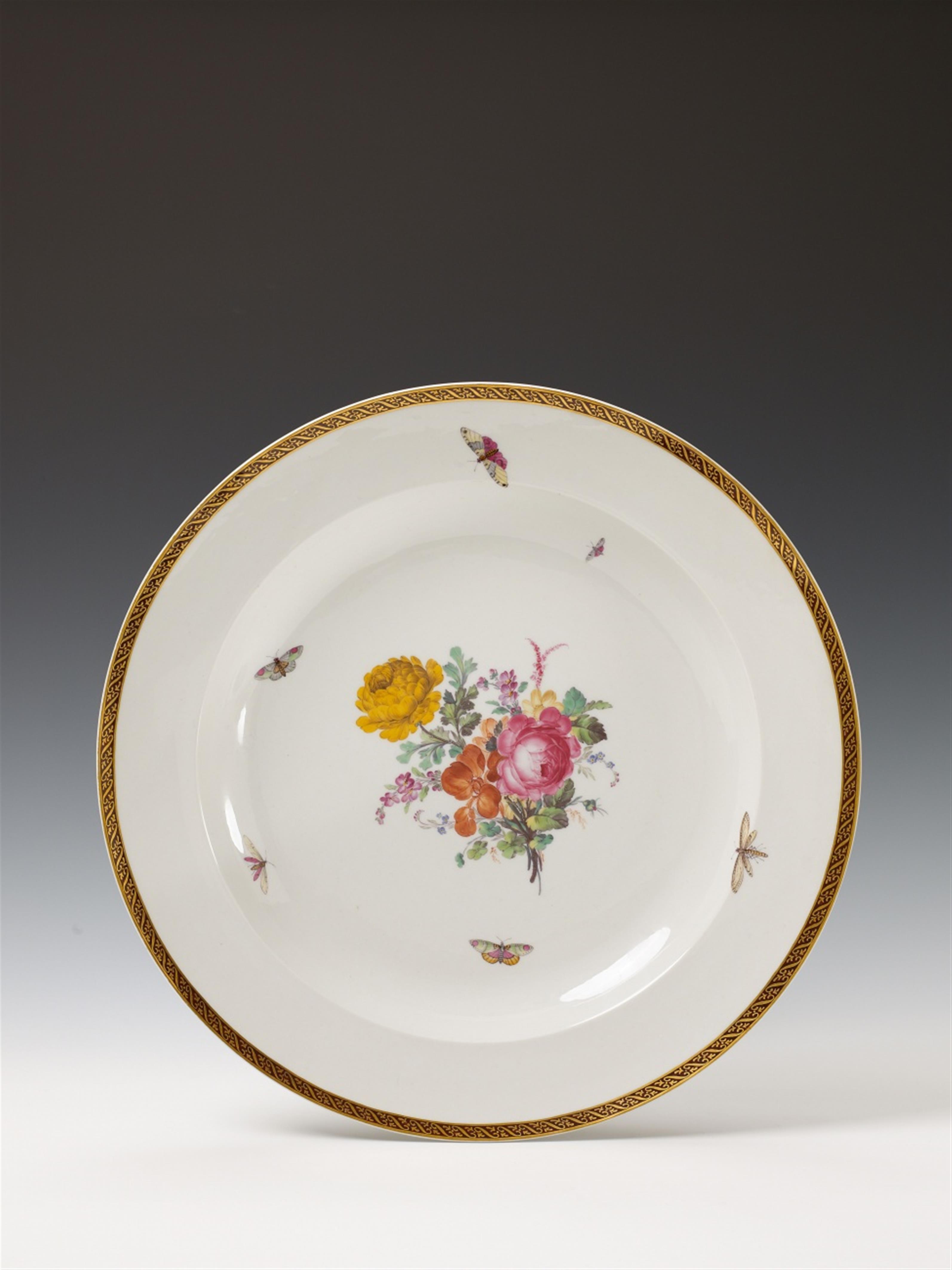 A large Berlin KPM neoclassical porcelain platter with floral and insect decor. - image-1