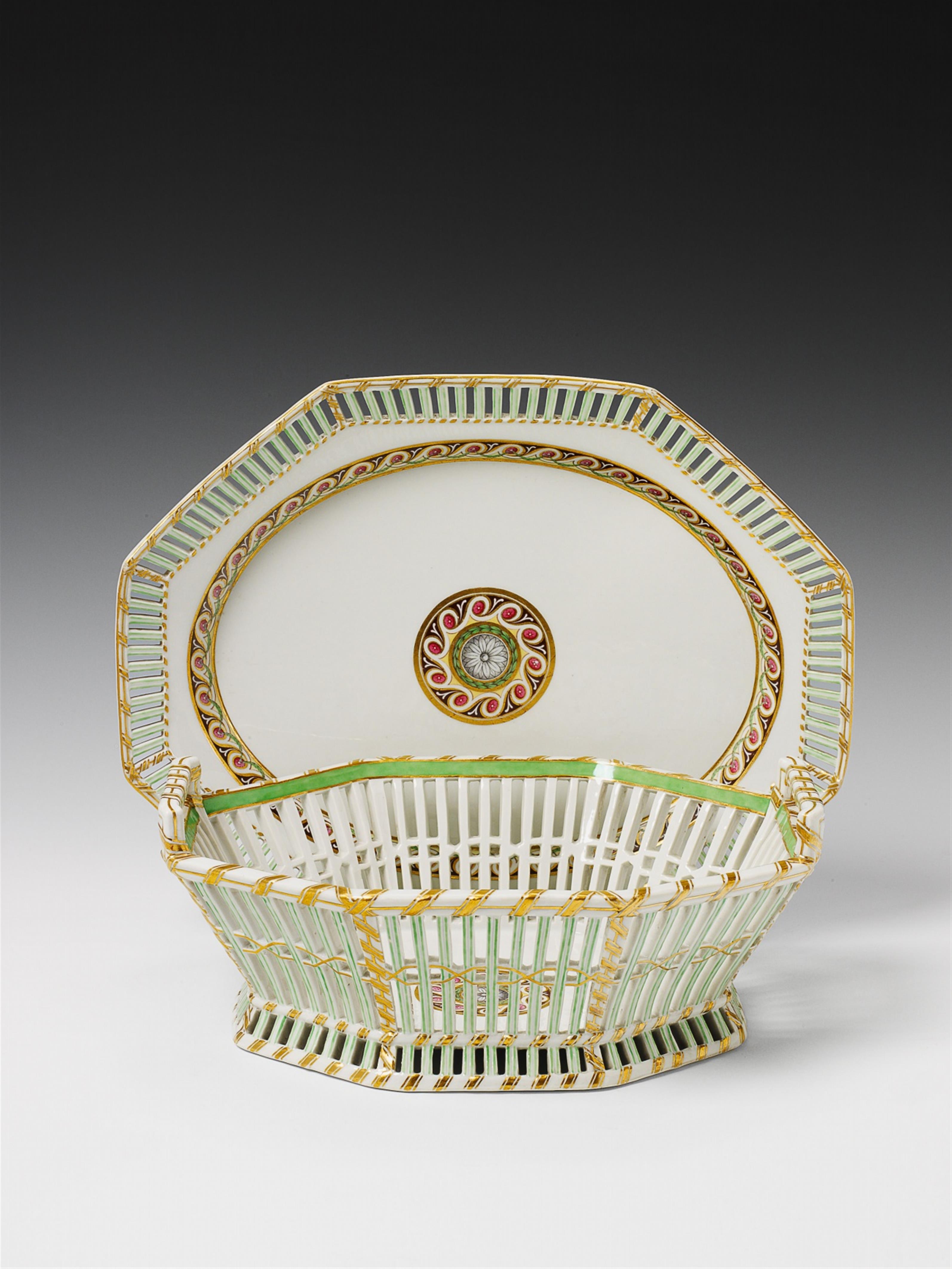 A Berlin KPM neoclassical porcelain sweets basket and presentoire. - image-1