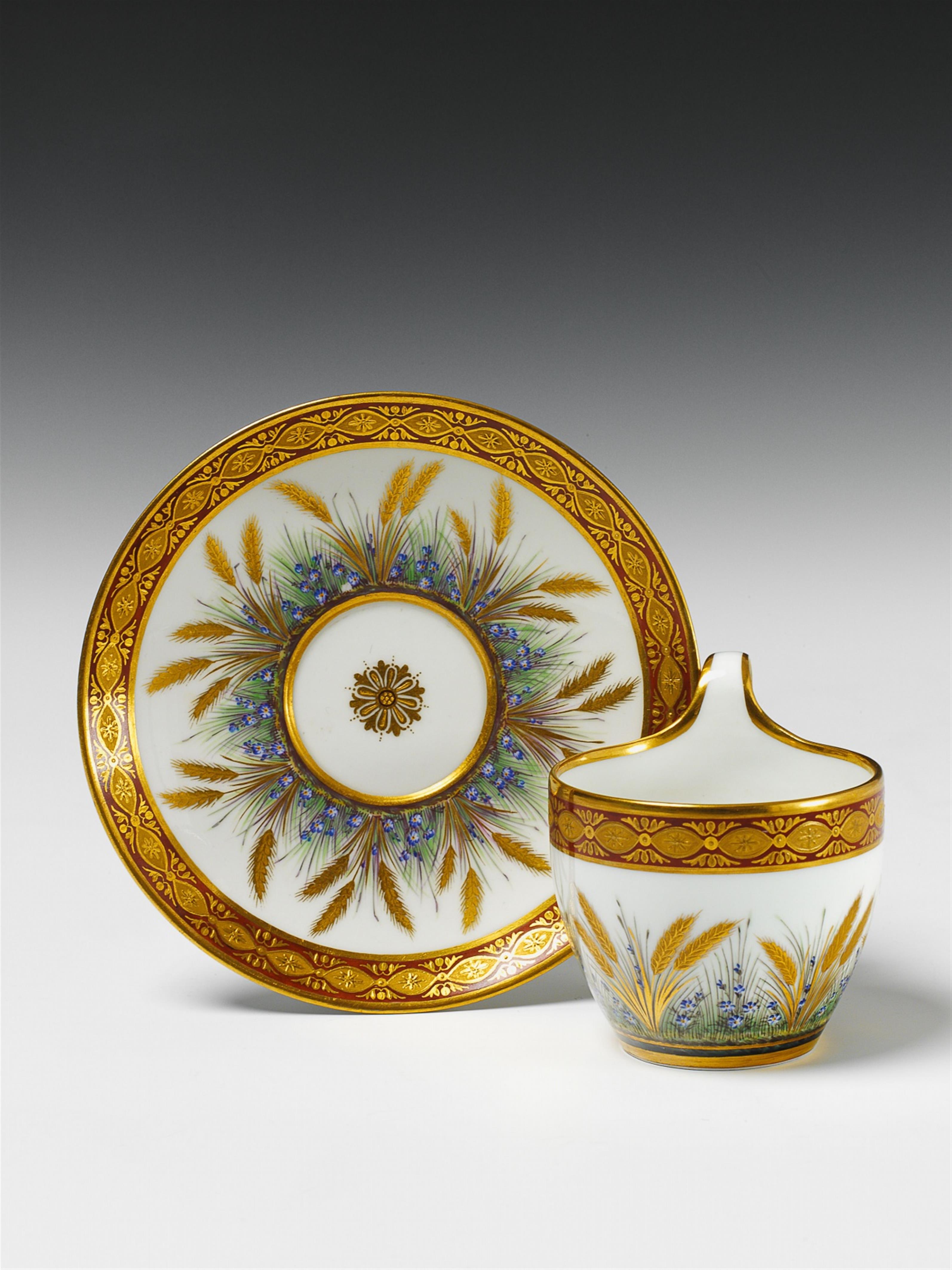 A Berlin KPM porcelain cup decorated with ears of corn. - image-1